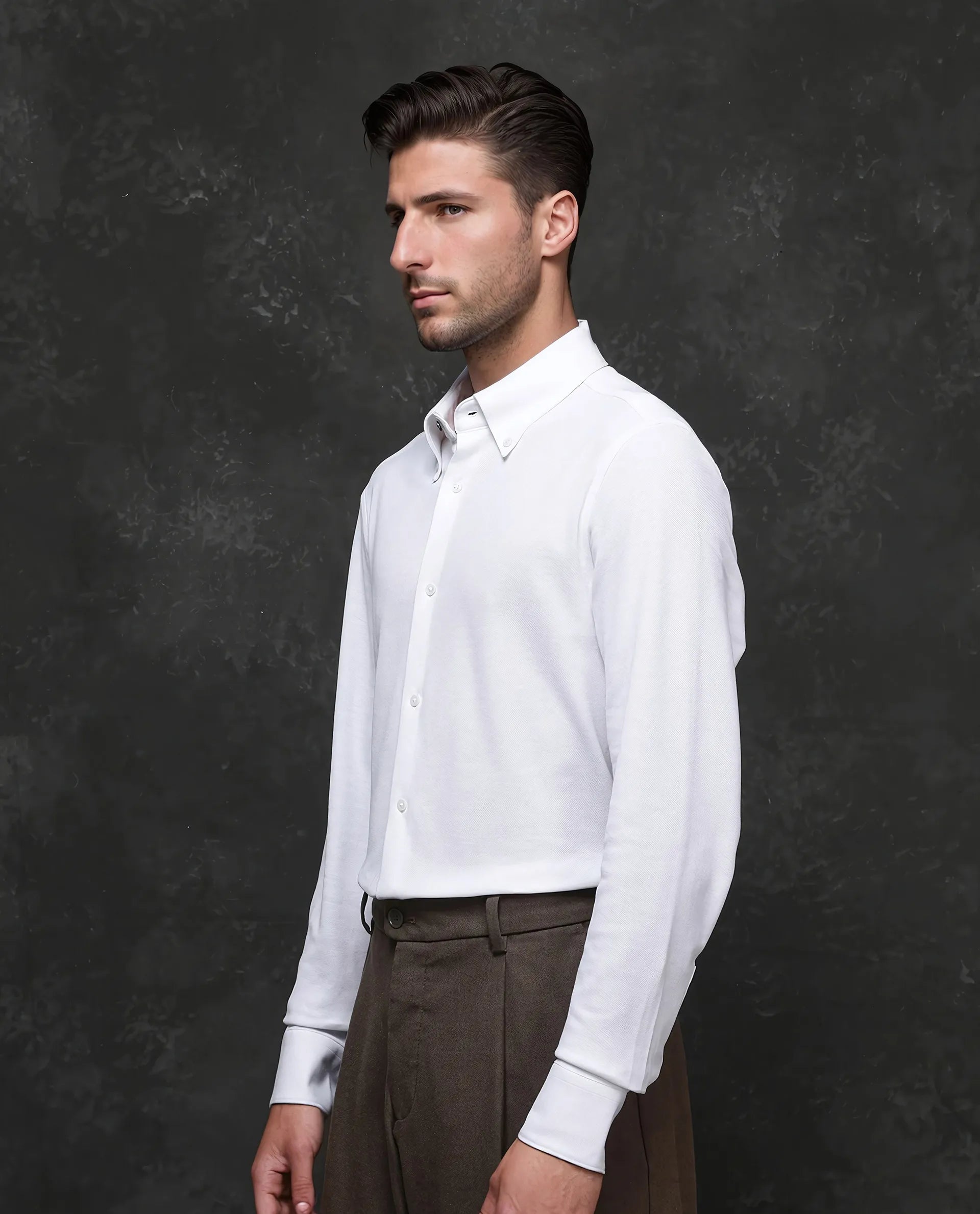 Rare Rabbit Men Vane White Cotton Fabric Full Sleeves Regular Collar Regular Fit Plain Shirt