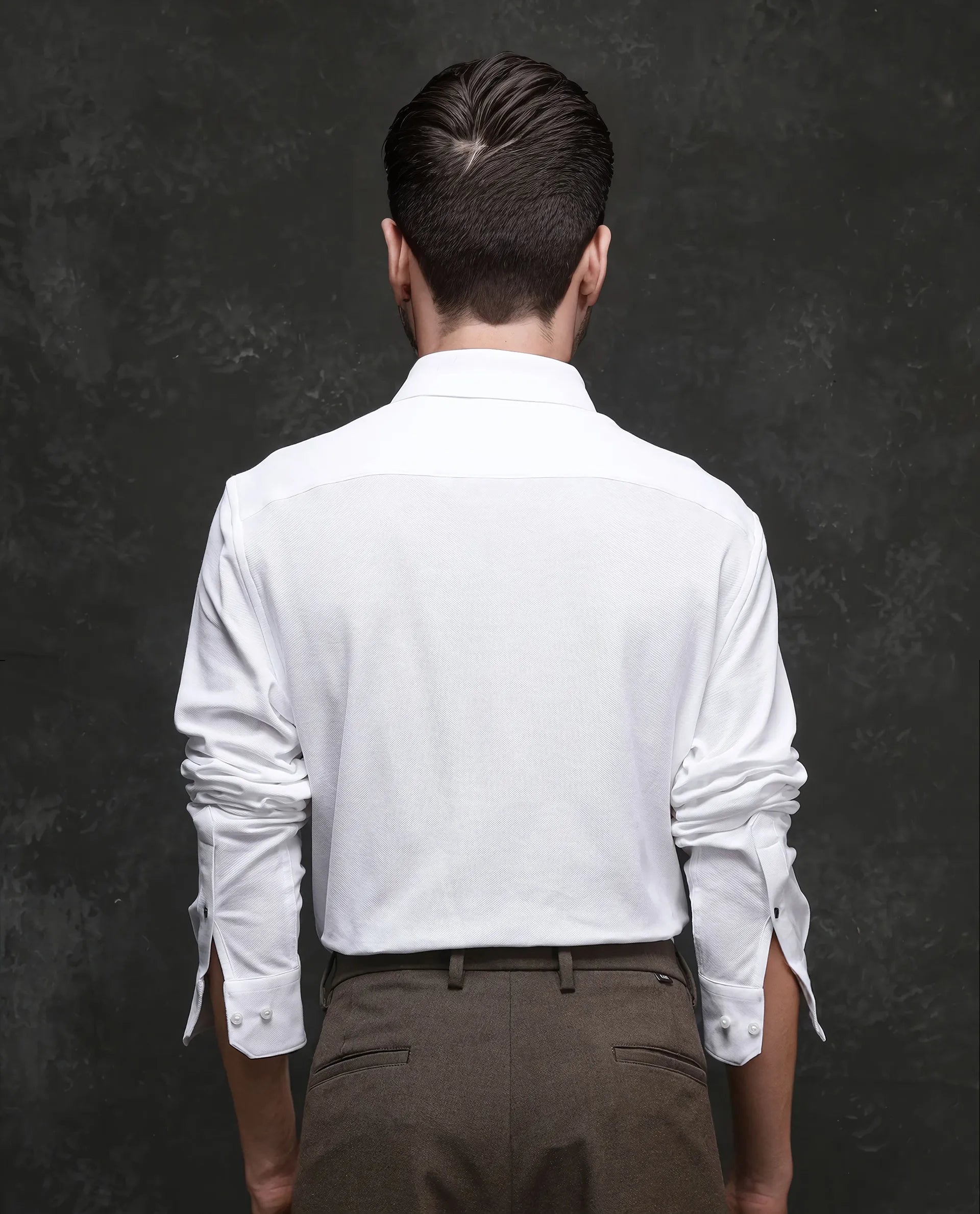 Rare Rabbit Men Vane White Cotton Fabric Full Sleeves Regular Collar Regular Fit Plain Shirt