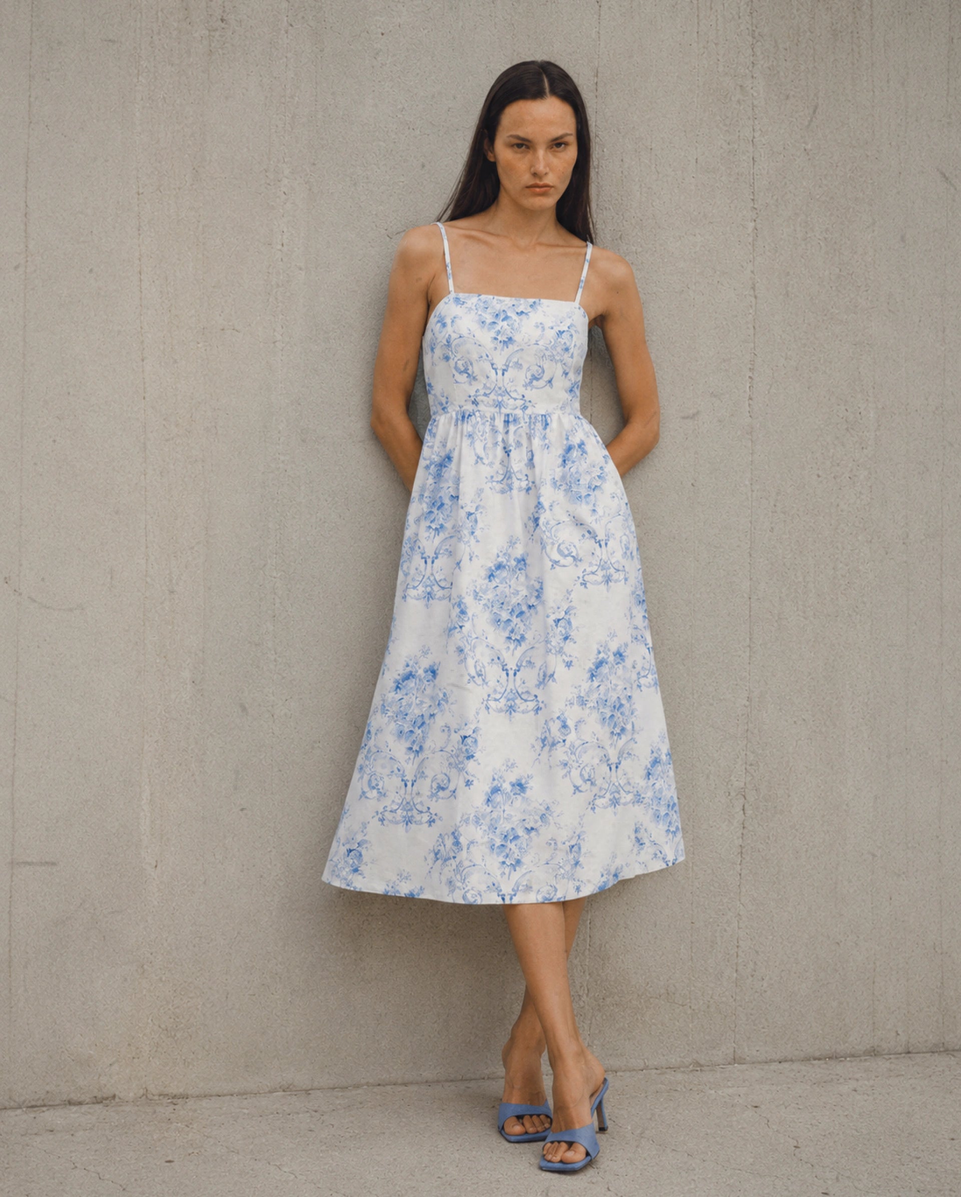 Rareism Women's Vaniko White Polyester Tube Neck Fit And Flare Floral Print Dress