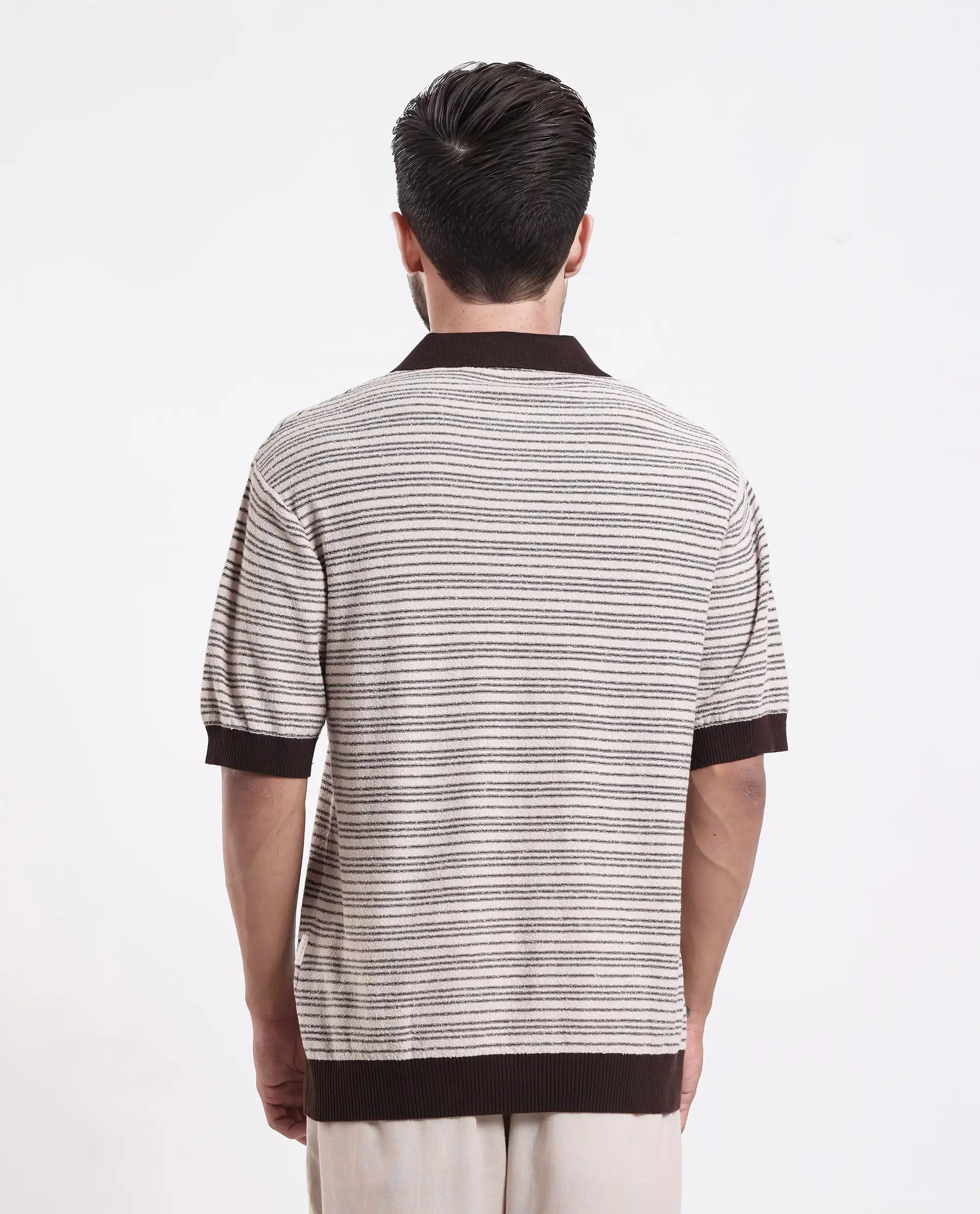 Rare Rabbit Men's Trin Brown Cotton Plain Regular Fit Half Sleeve Polo