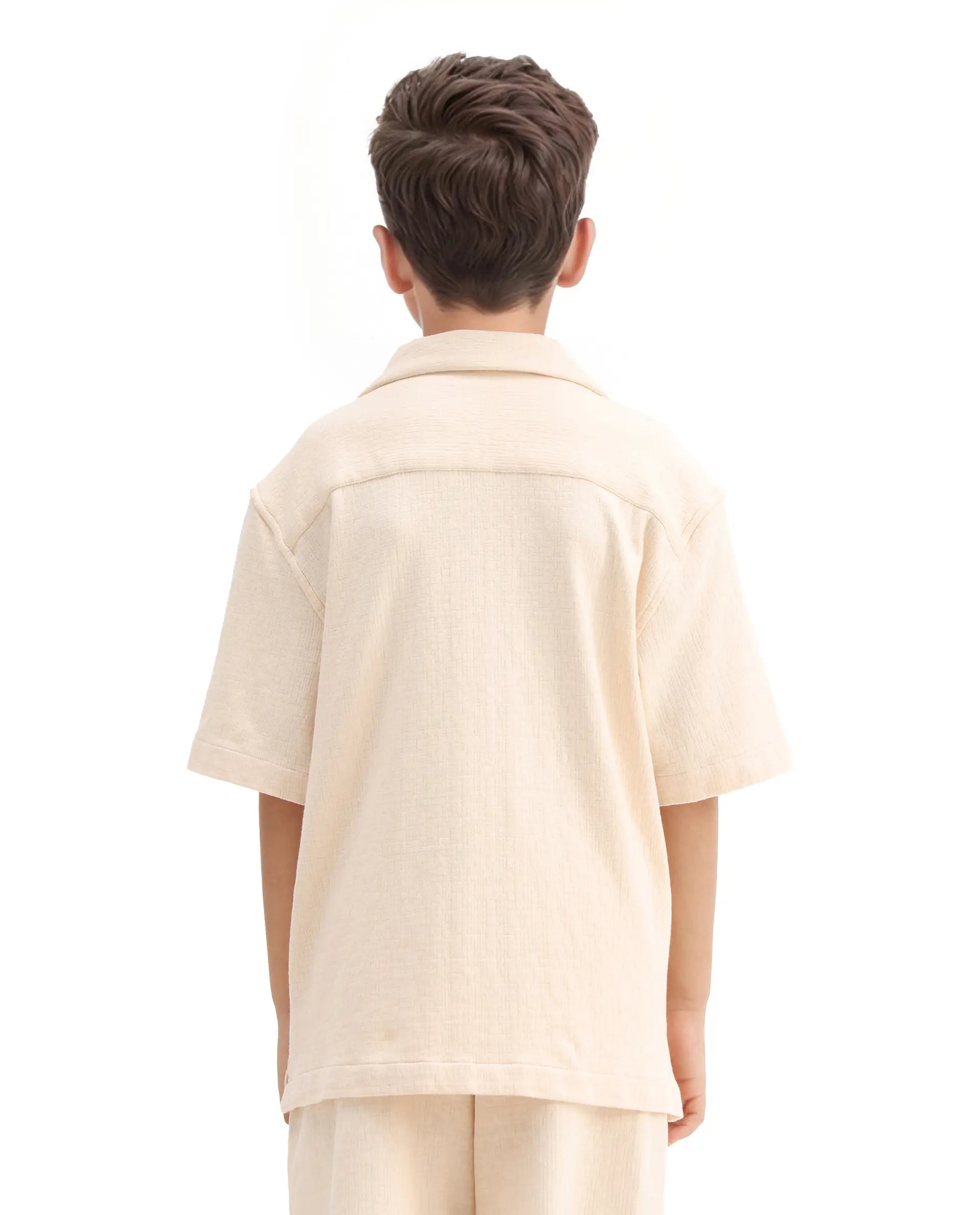Rare Ones Kids Vask Beige Cotton Solid Button Closure Regular Fit Shirt