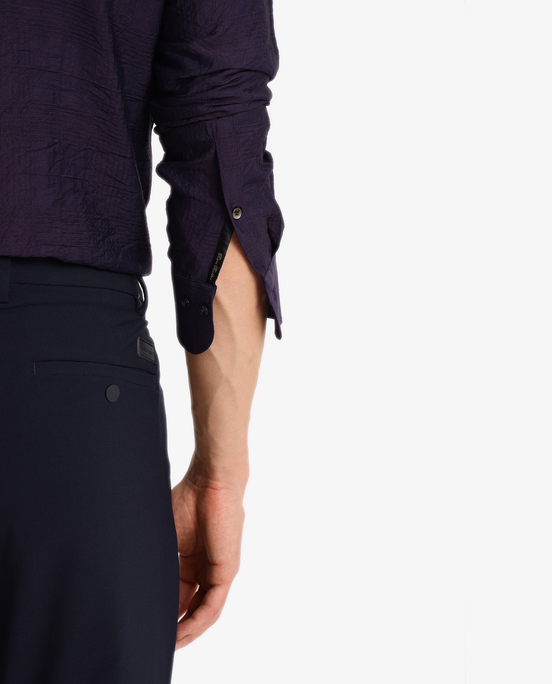 Rare Rabbit Men Vaxon Purple Viscose Nylon Fabric Full Sleeve Regular Fit Self Dobby Check Shirt