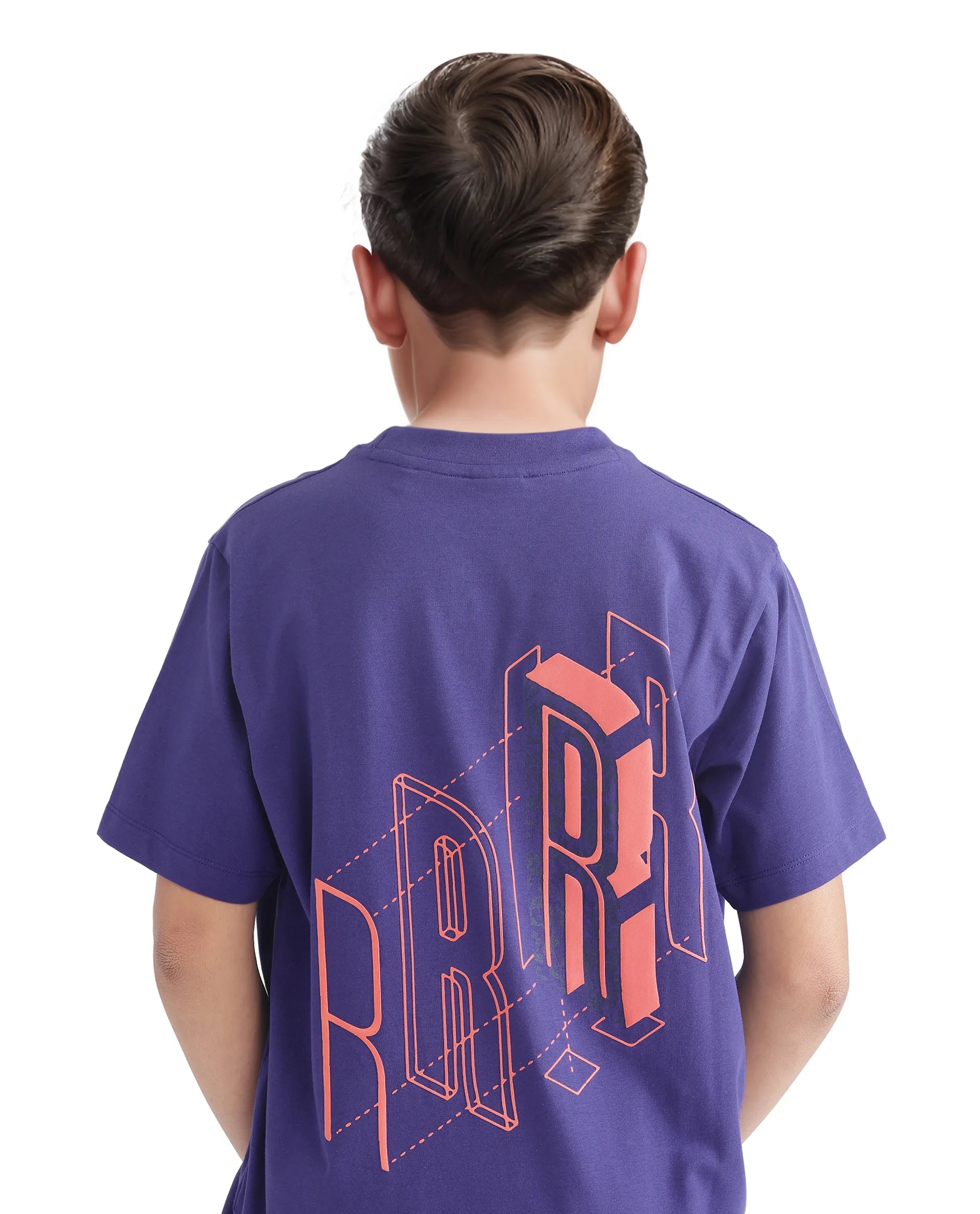 Rare Ones Kids Velit Purple Cotton Blend Half Sleeve Crew Neck Print T-Shirt