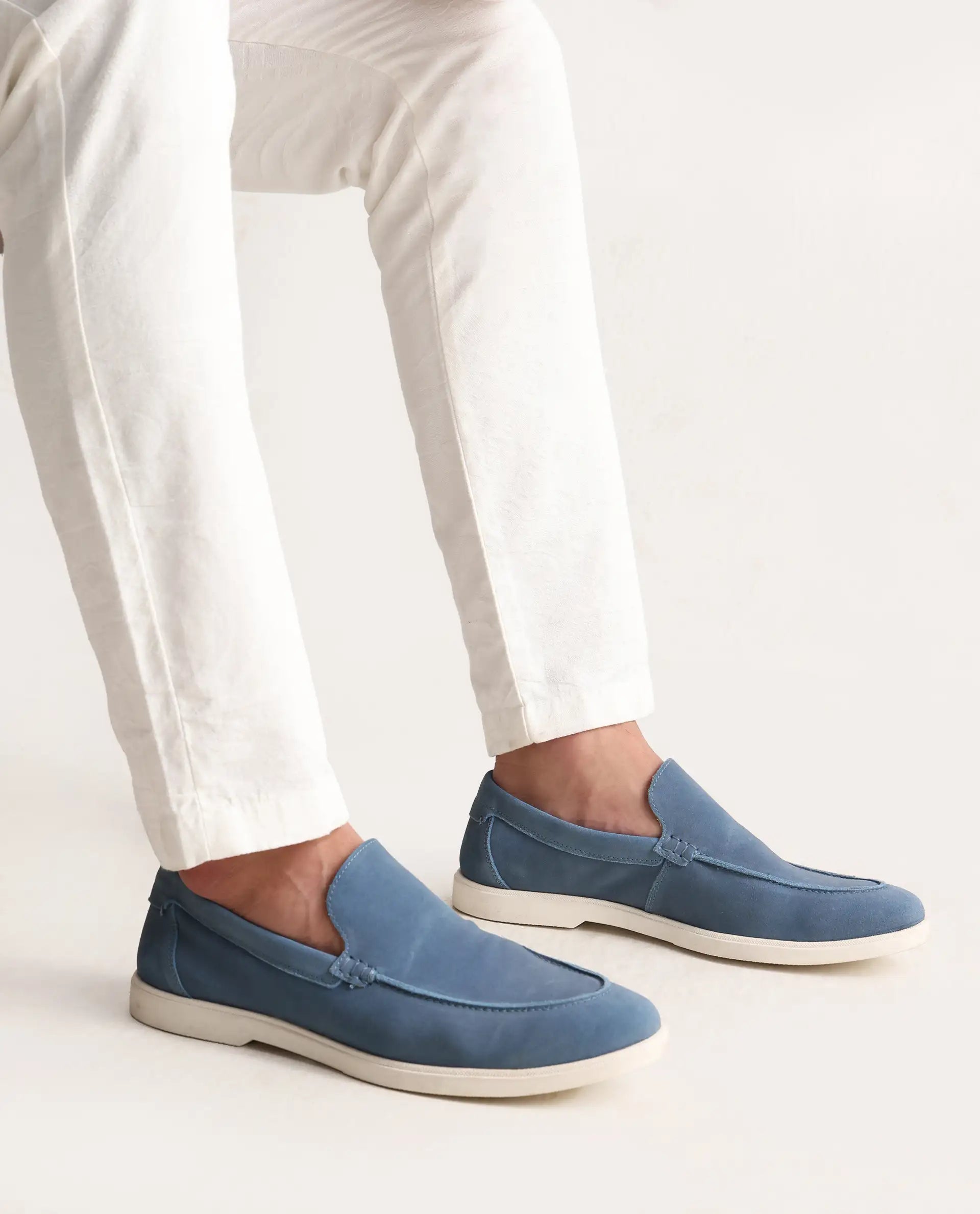 Rare Rabbit Men Velour Aqua Suede Leather Slip-On Closure Loafer