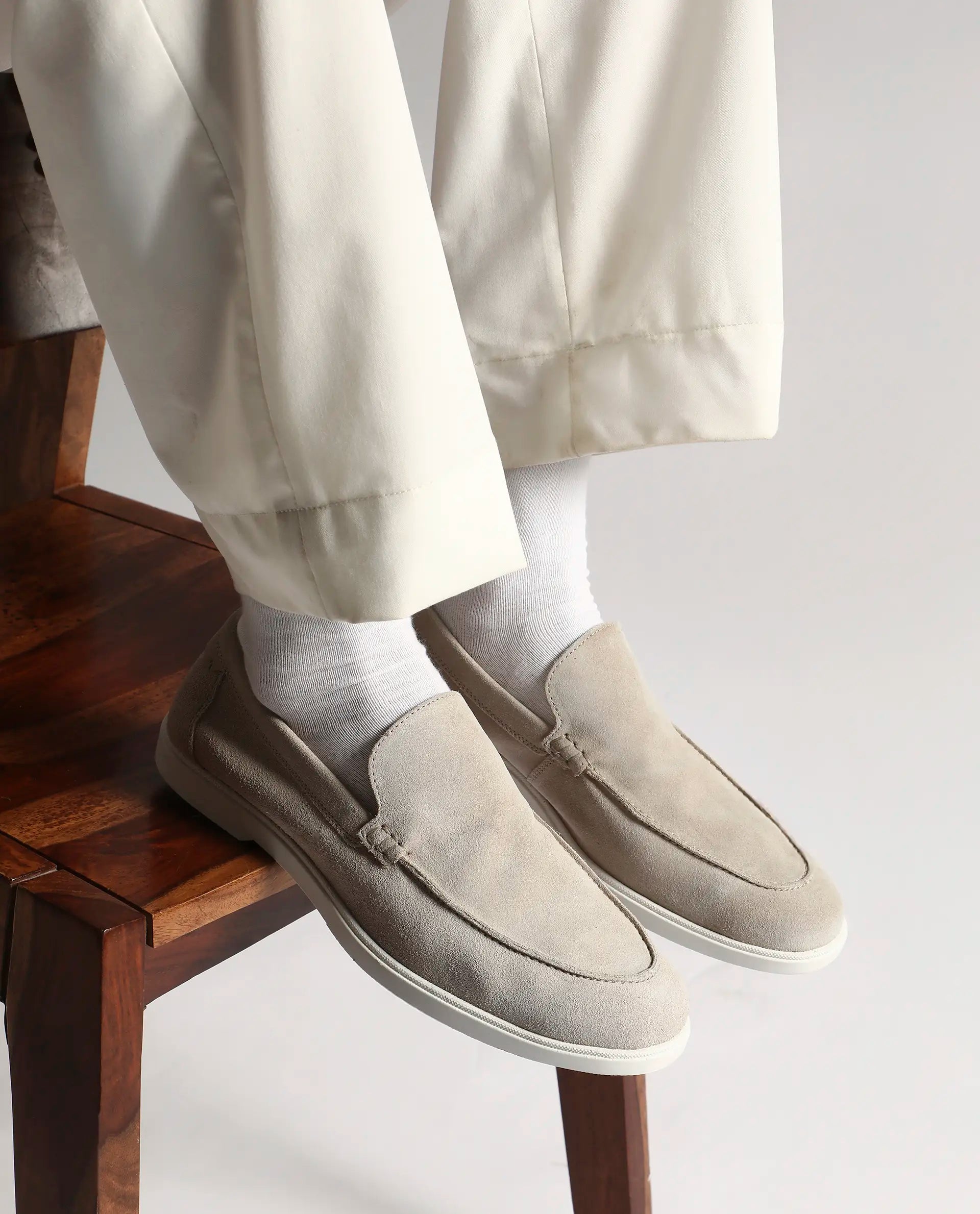 Rare Rabbit Men Velour Sand Suede Leather Slip-On Closure Loafer