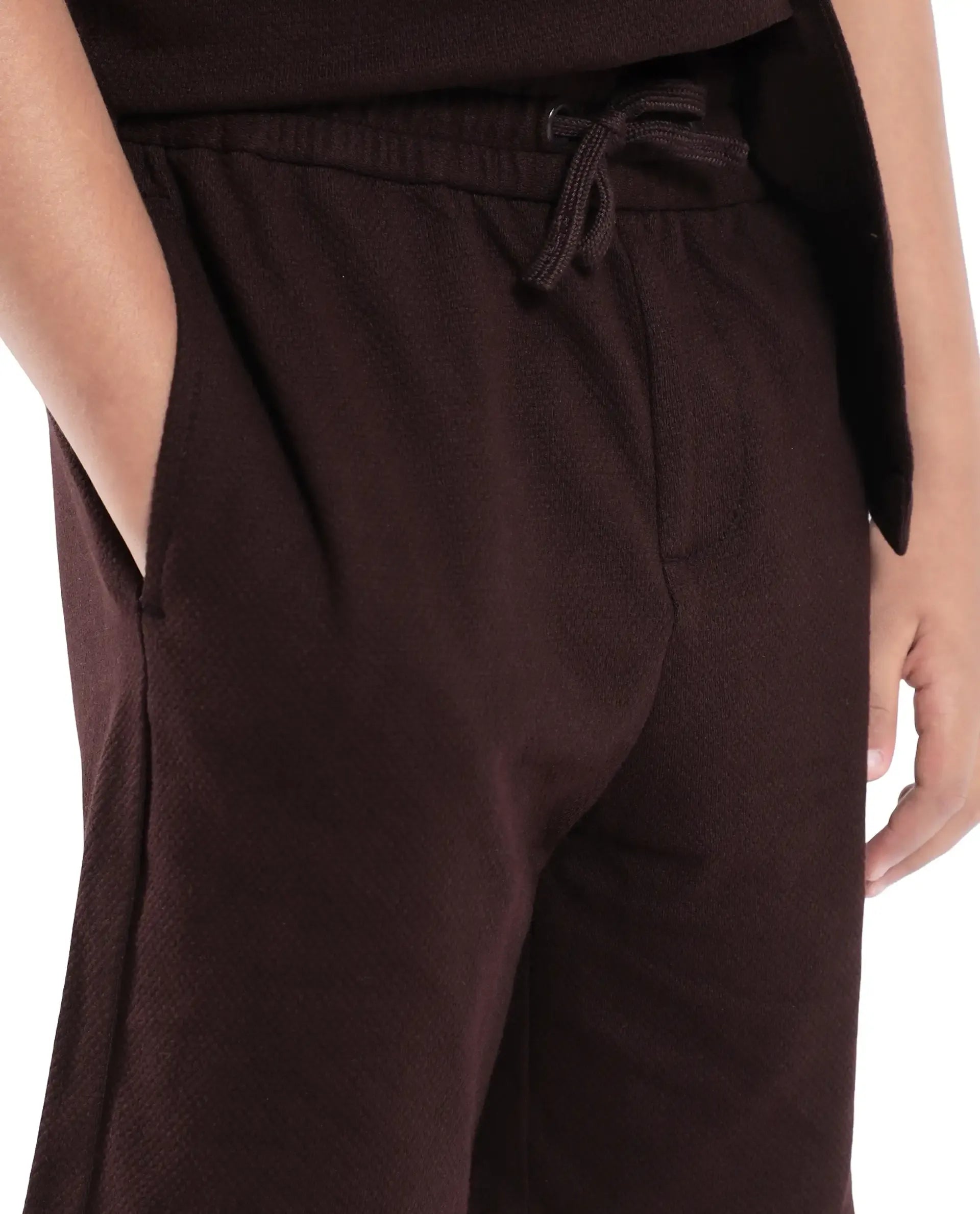 Rare Ones Kids Veno-B Brown Cotton Drawstring Closure Solid Regular Fit Shorts