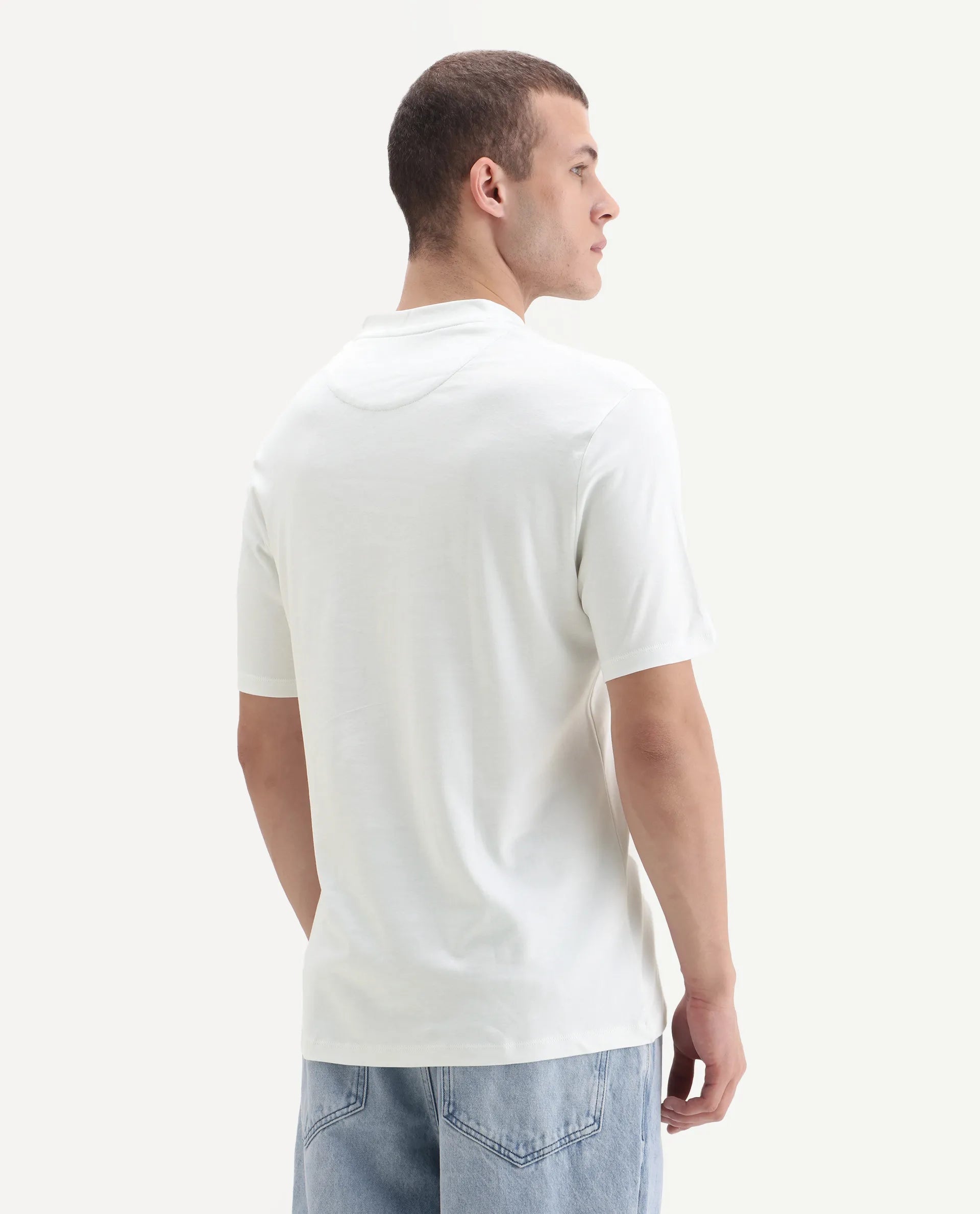 Rare Rabbit Men's Veno White Cotton Plain Regular Fit Half Sleeve Polo