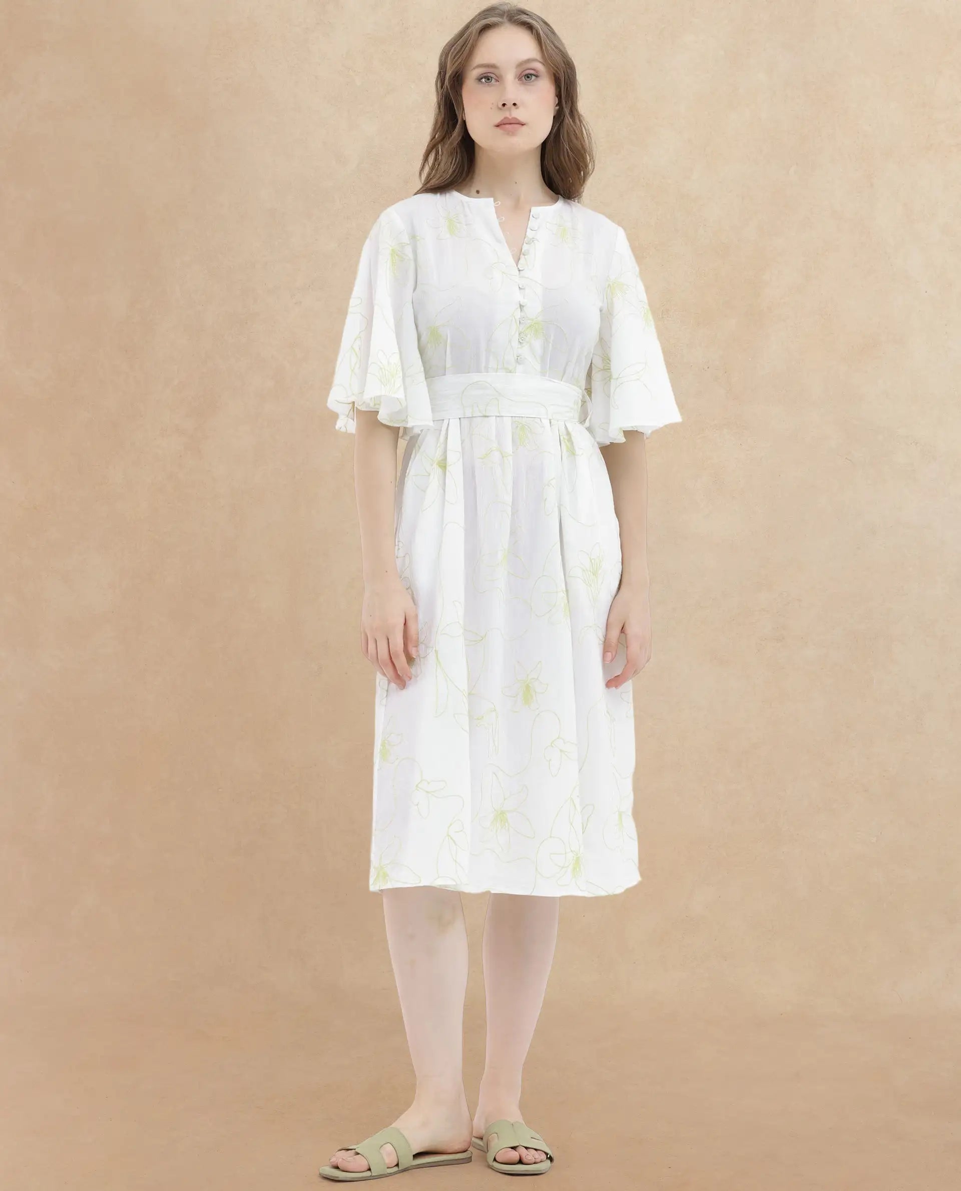 Rareism Womens Vera White Dress Short Sleeve Solid