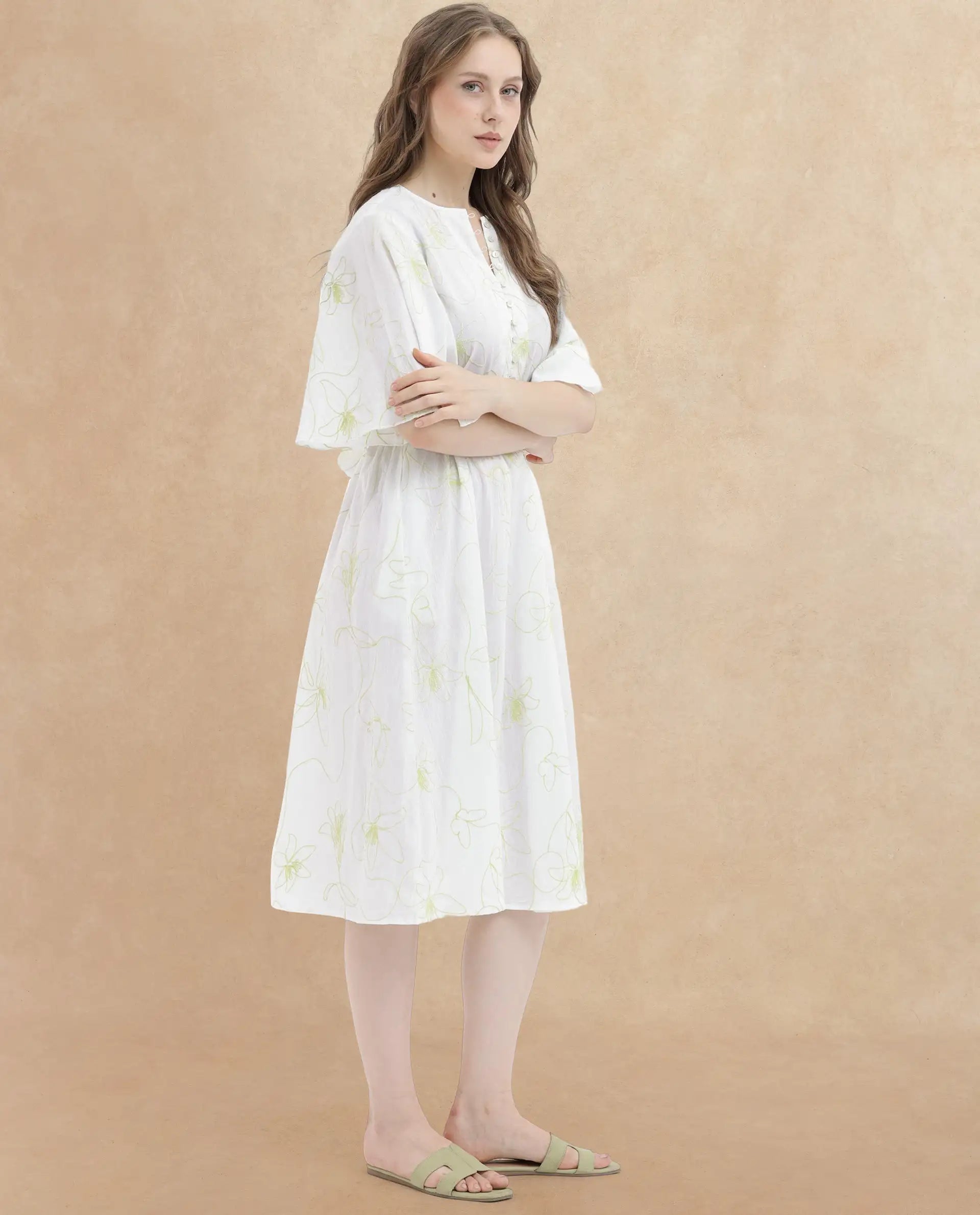 Rareism Womens Vera White Dress Short Sleeve Solid