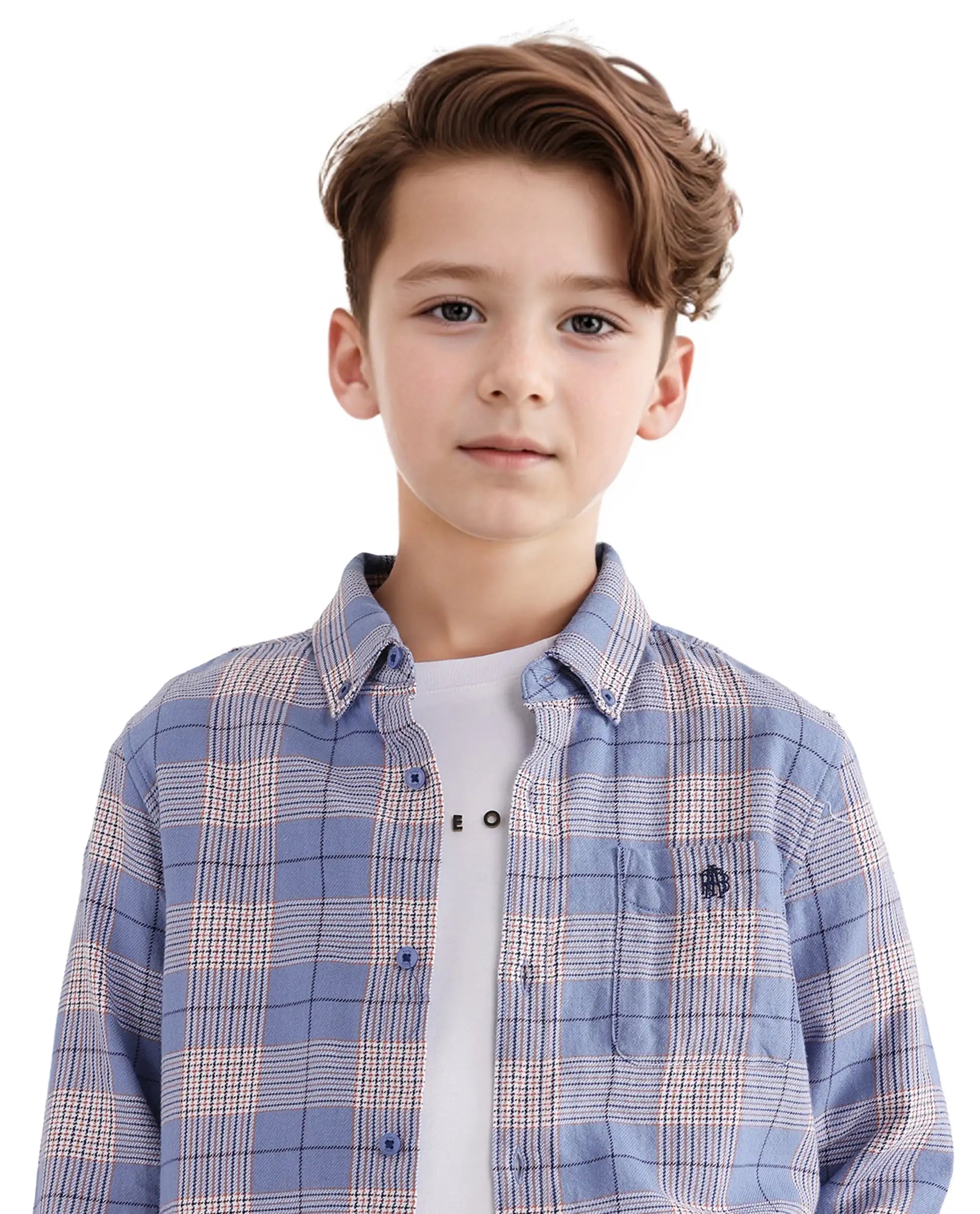 Rare Ones Kids Ver Blue Cotton Full Sleeves Button Down Regular Fit Checked Shirt
