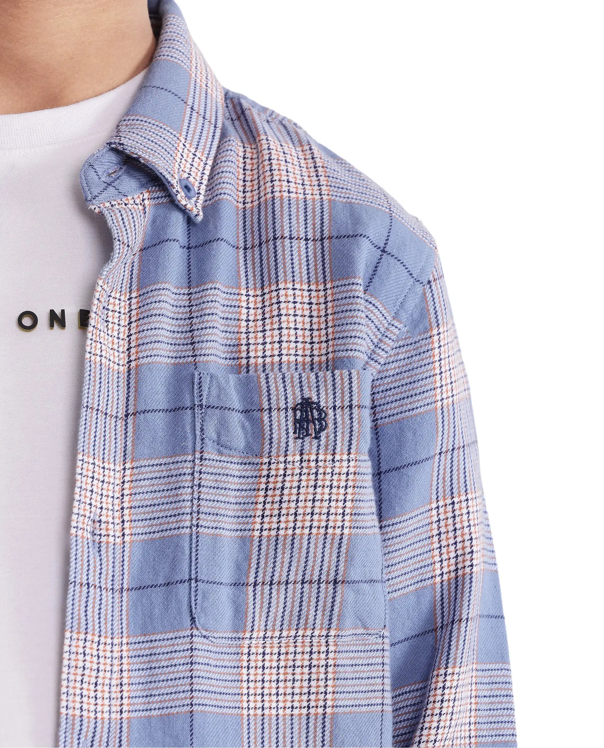 Rare Ones Kids Ver Blue Cotton Full Sleeves Button Down Regular Fit Checked Shirt