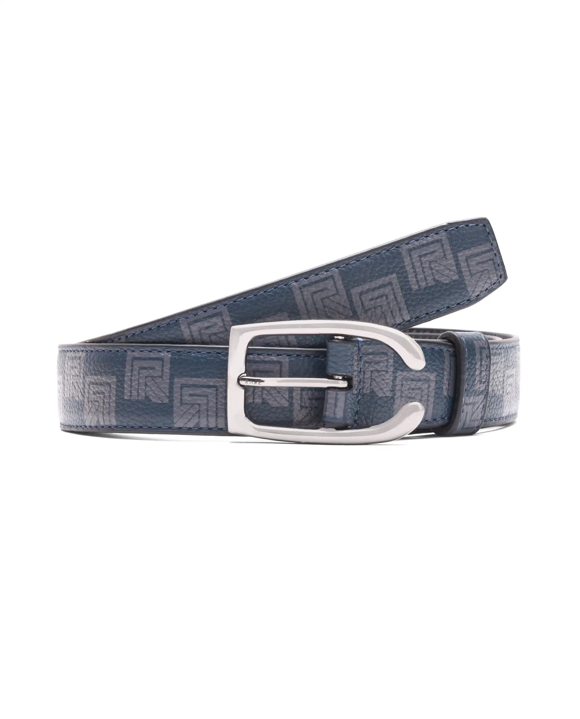 Rare Rabbit Men Vero Navy Leather Belt