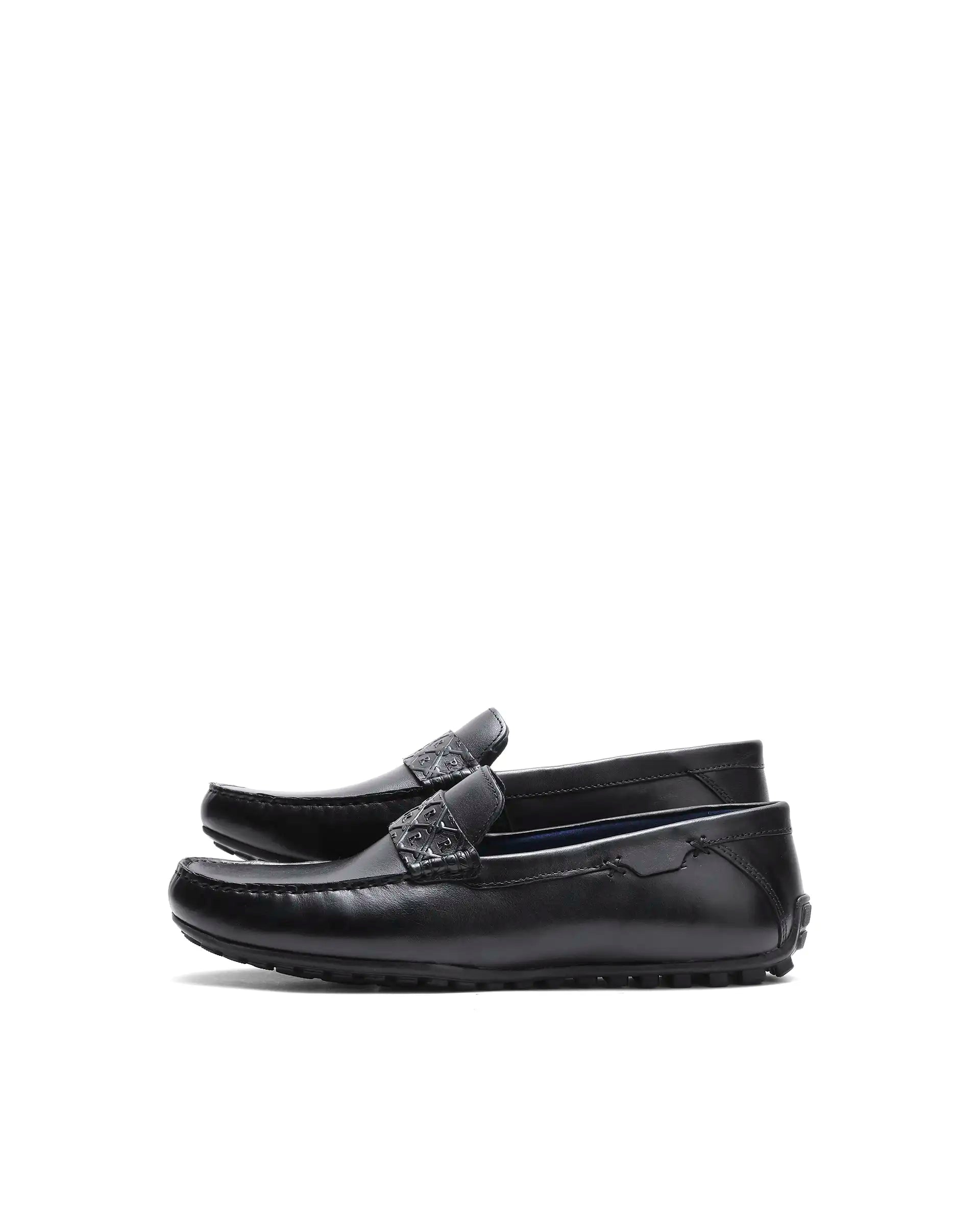 Rare Rabbit Men's Viento Black Leather Drivers