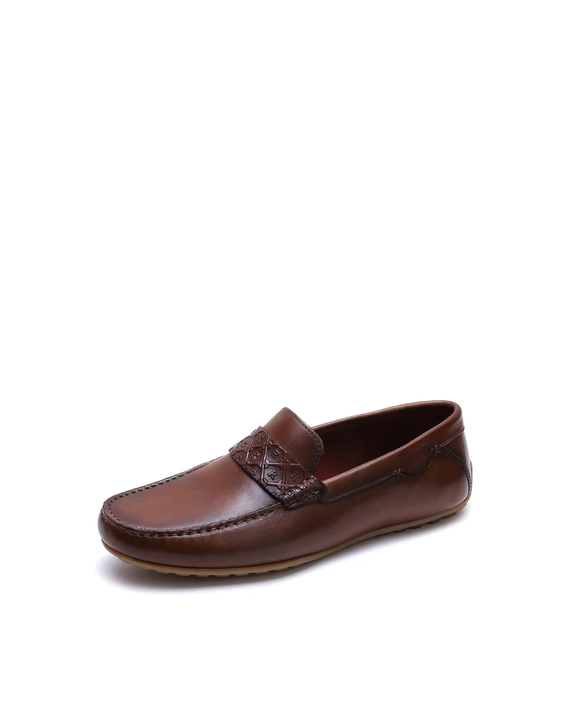 Rare Rabbit Men's Viento Tan Leather Drivers