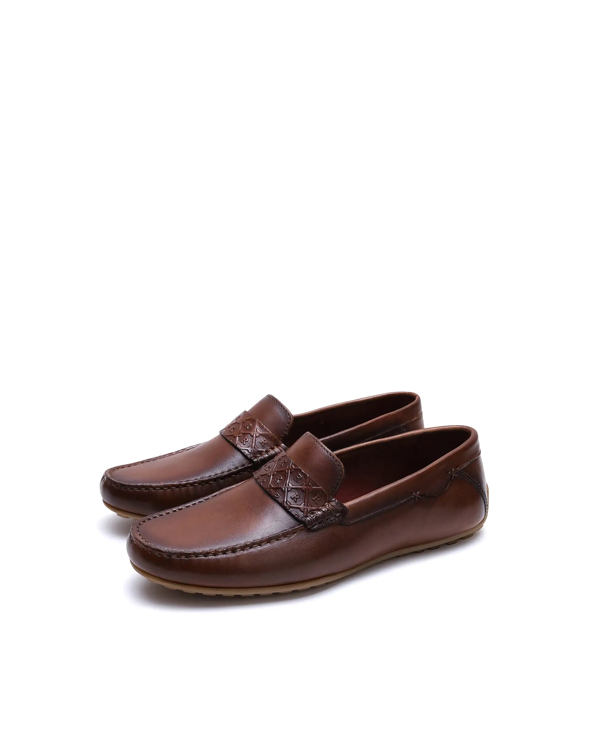 Rare Rabbit Men's Viento Tan Leather Drivers
