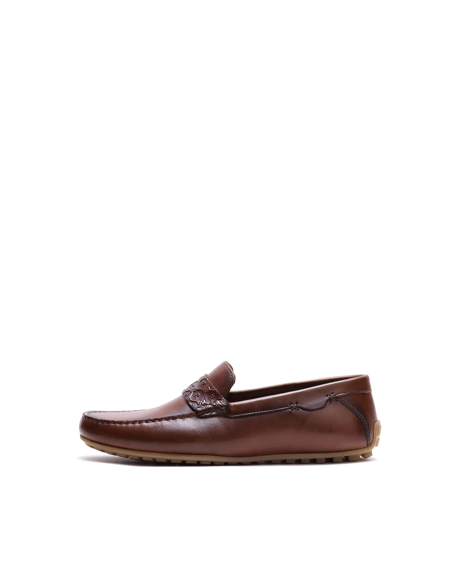 Rare Rabbit Men's Viento Tan Leather Drivers