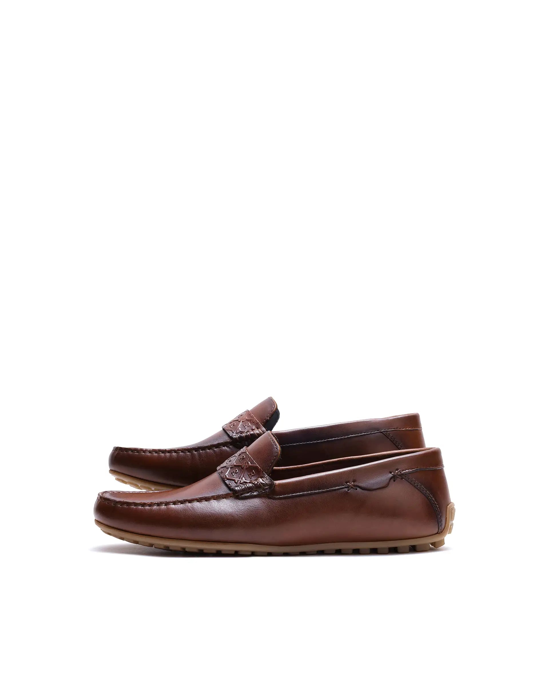 Rare Rabbit Men's Viento Tan Leather Drivers