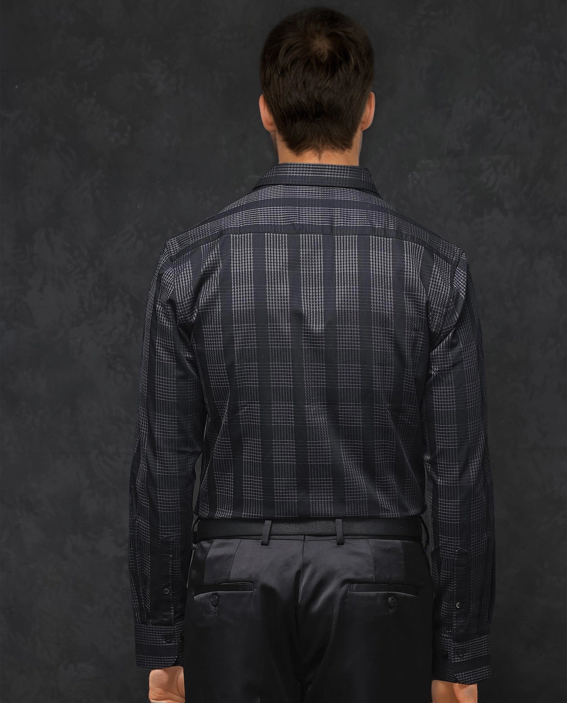 Rare Rabbit Men's Villum Black Regular Collar Regular Fit Check Shirt