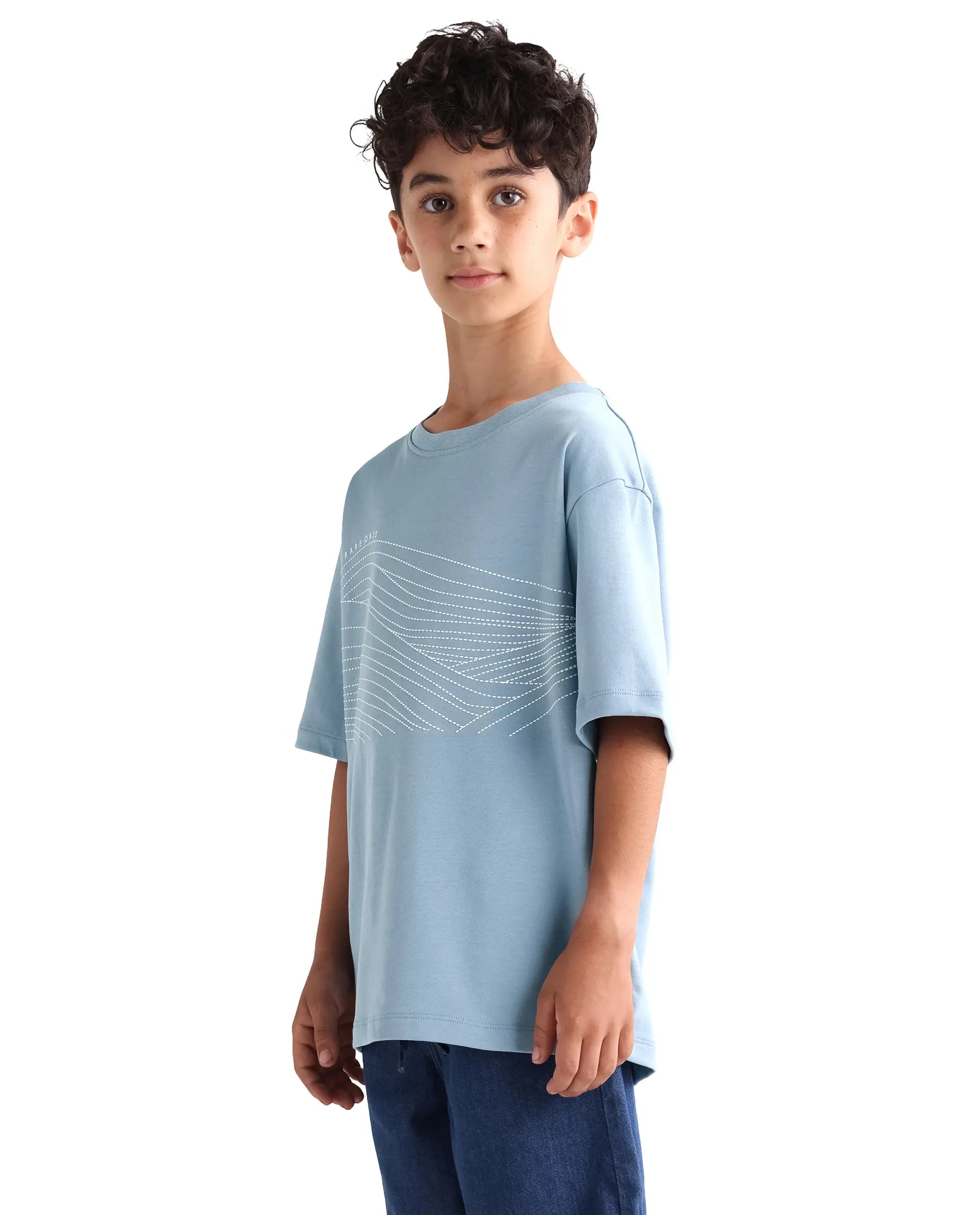 Rare Ones Kids Vint-K Blue Cotton Half Sleeve Graphic Print Slip-On Closure Regular Fit T-Shirt