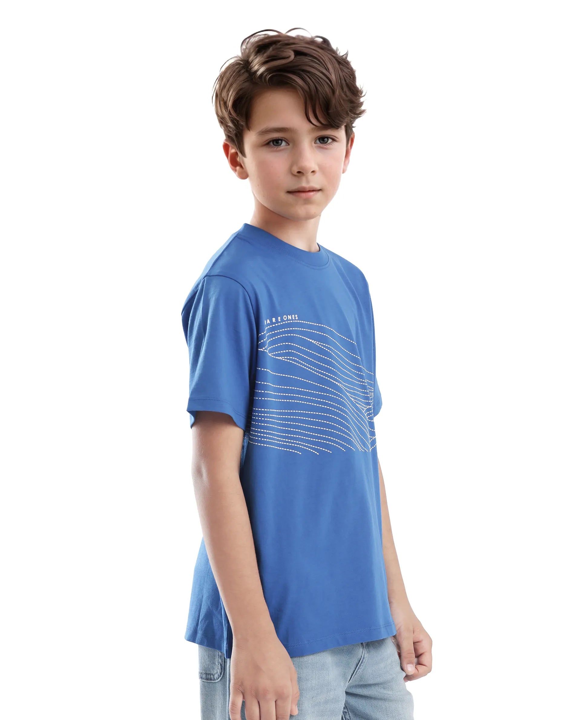 Rare Ones Kids Vint-K Blue Cotton Half Sleeve Graphic Print Slip-On Closure Regular Fit T-Shirt