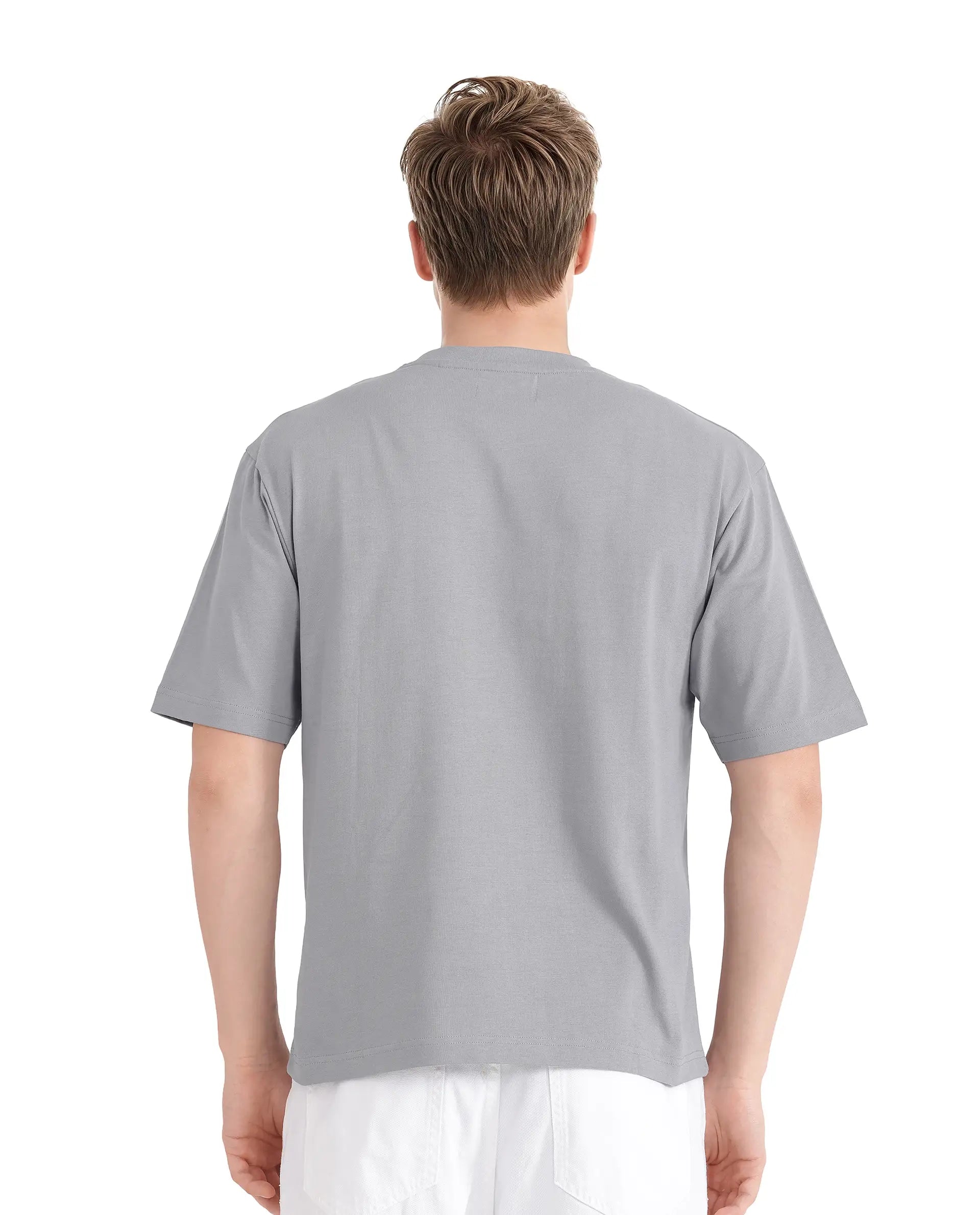 Rare Rabbit Men Vint Light Grey Cotton Fabric Short Sleeve Crew Neck Qlo Fit Hd Print T-Shirt