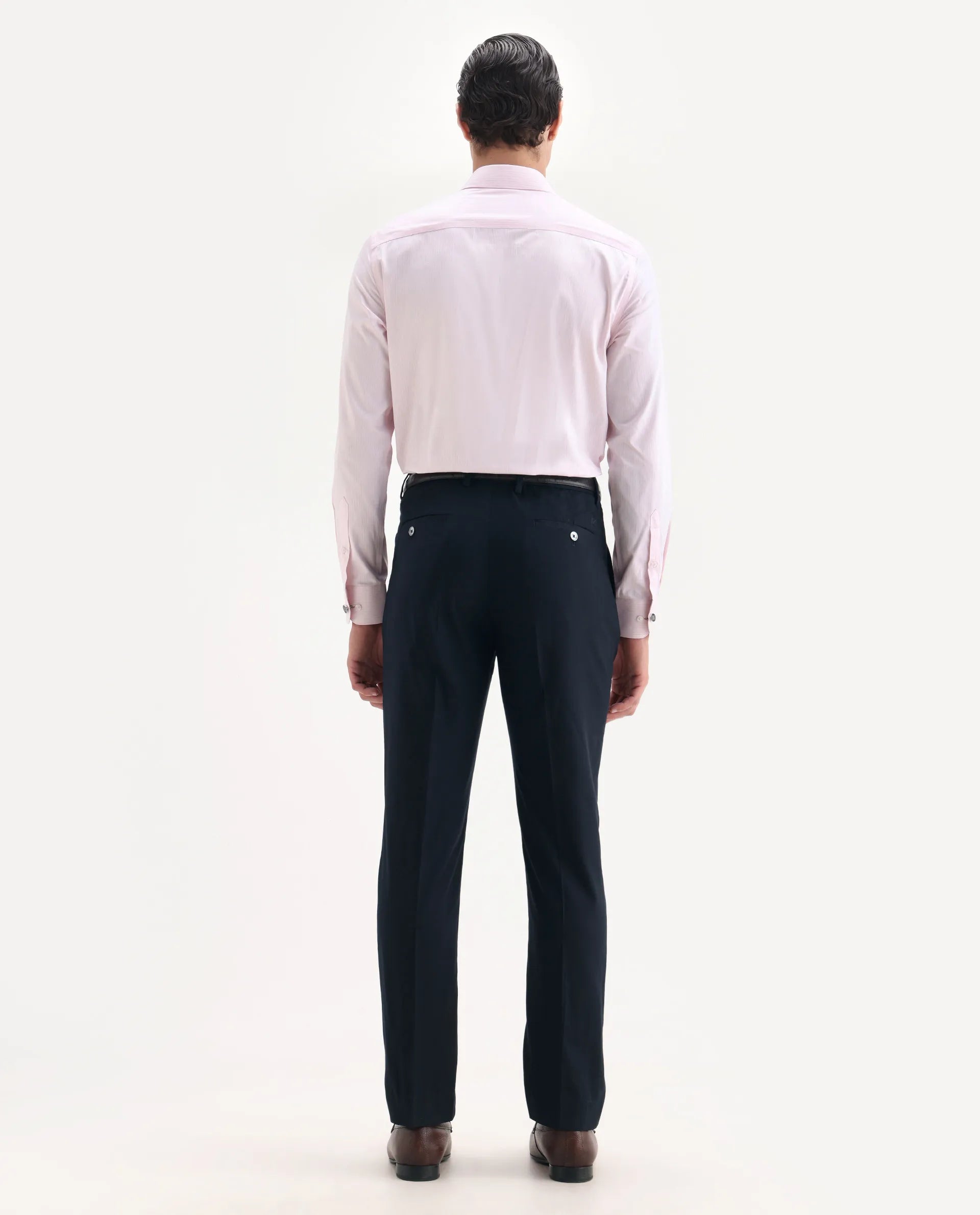 Rare Rabbit Men's Vitaro Navy Polyester Plain Regular Fit Trouser