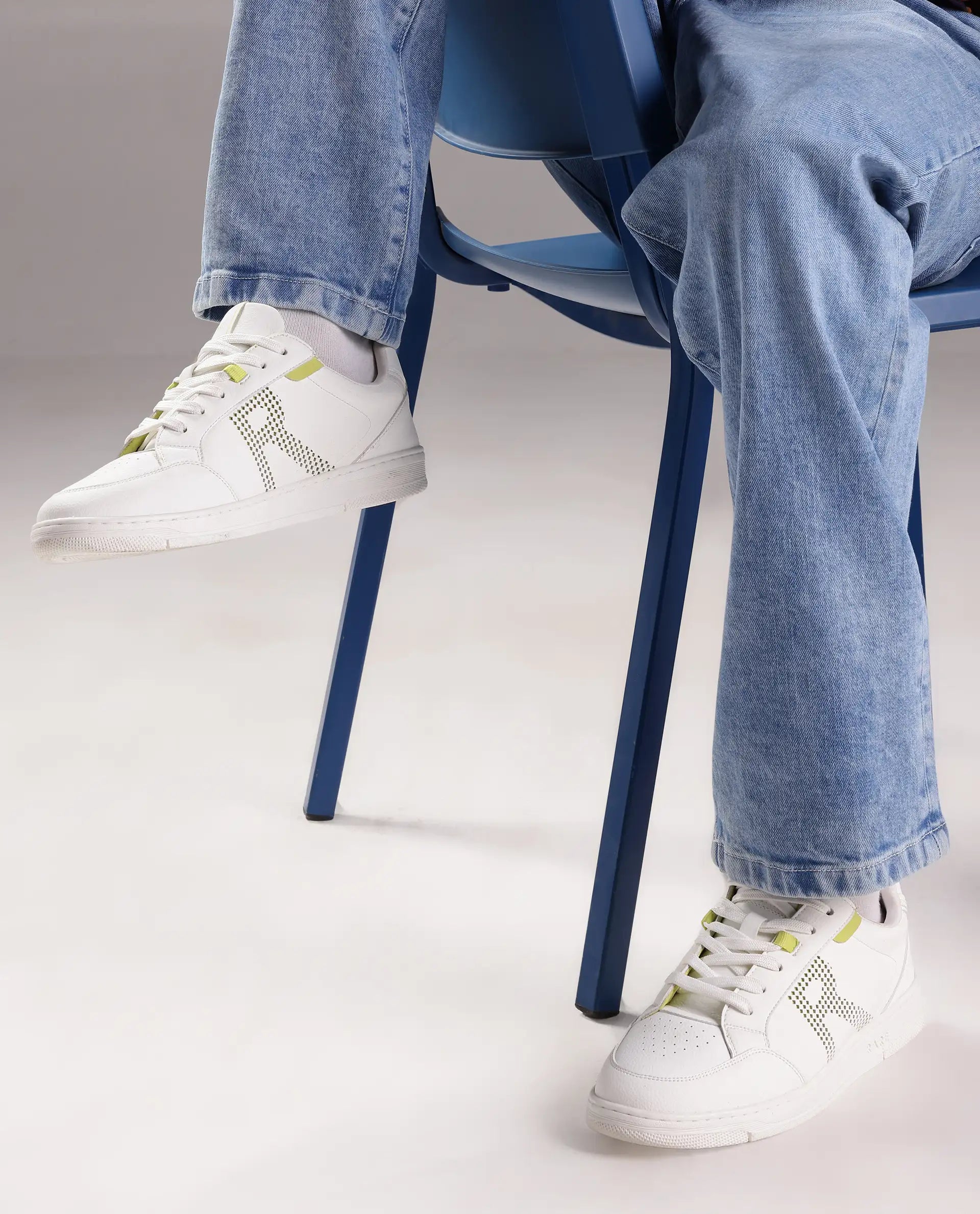 Rarez Men's Vorto White Micro Leather Sneaker