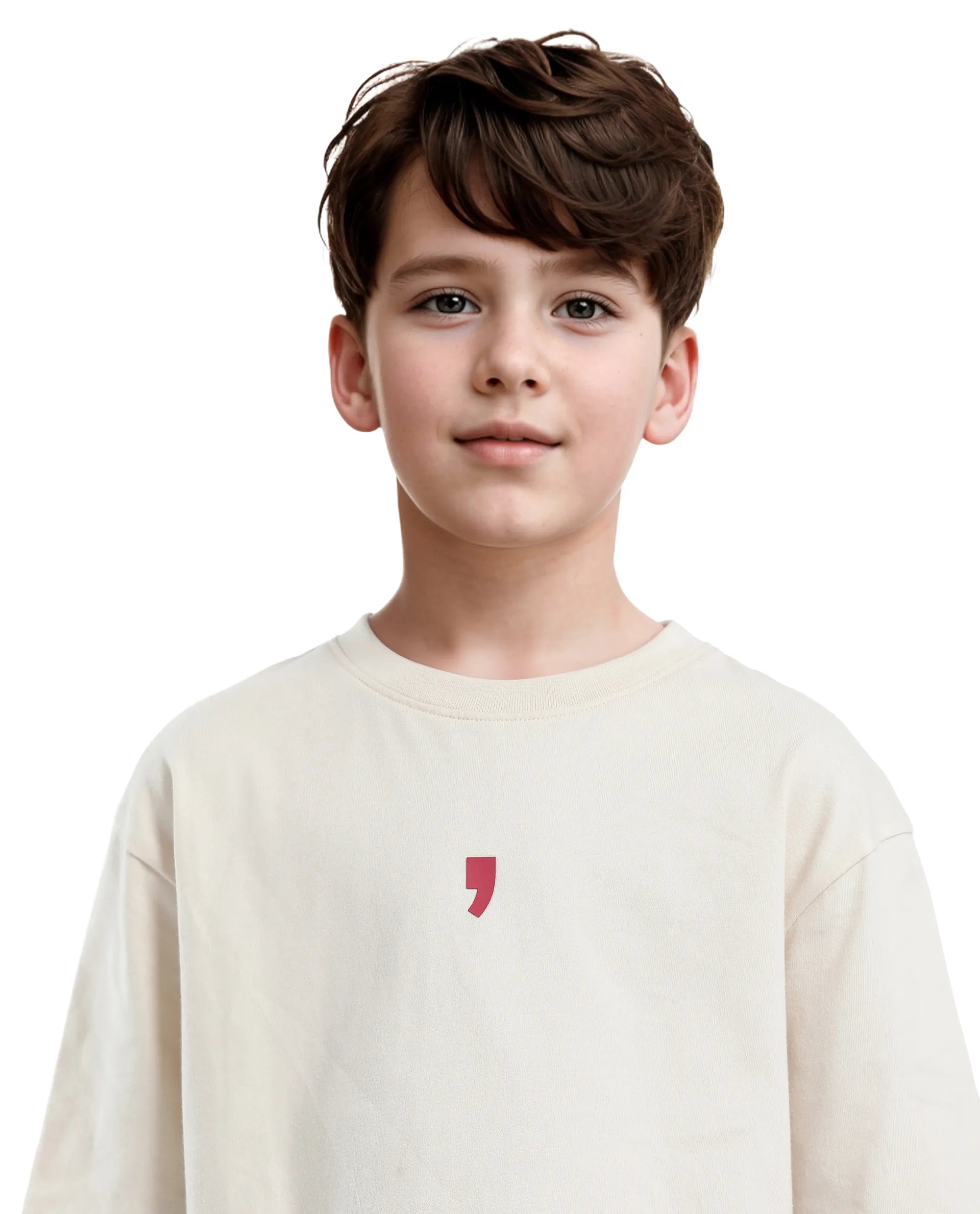 Rare Ones Kids Voy-K Light Beige Cotton Graphic Print Slip-On Oversized Fit T-Shirt