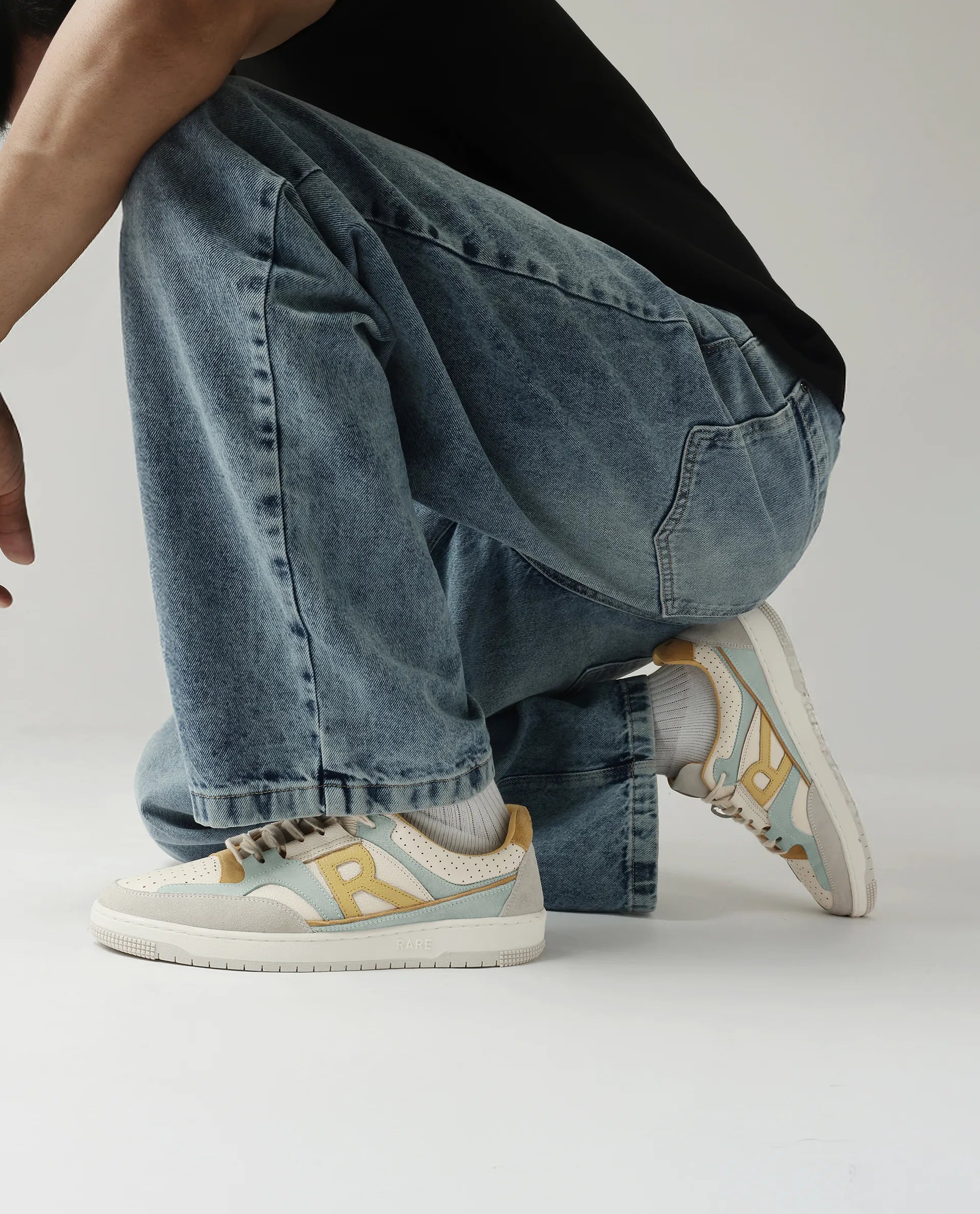 Rare Rabbit Men's Voyage Green Plain Shoes