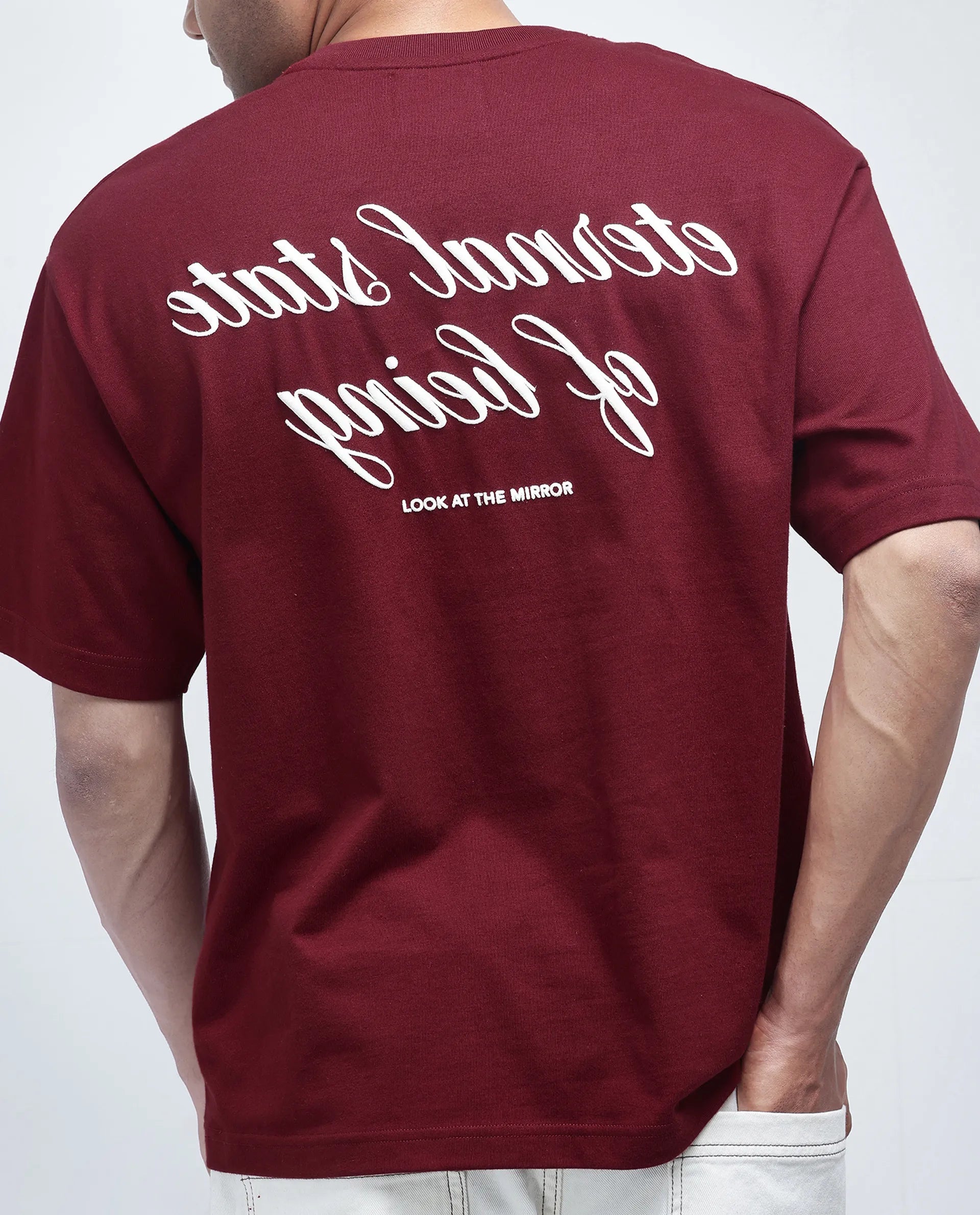 Rare Rabbit Men's Wadeto Red Cotton Lycra Fabric Sleeveless Crew Neck Boxy Fit Plain T-Shirt