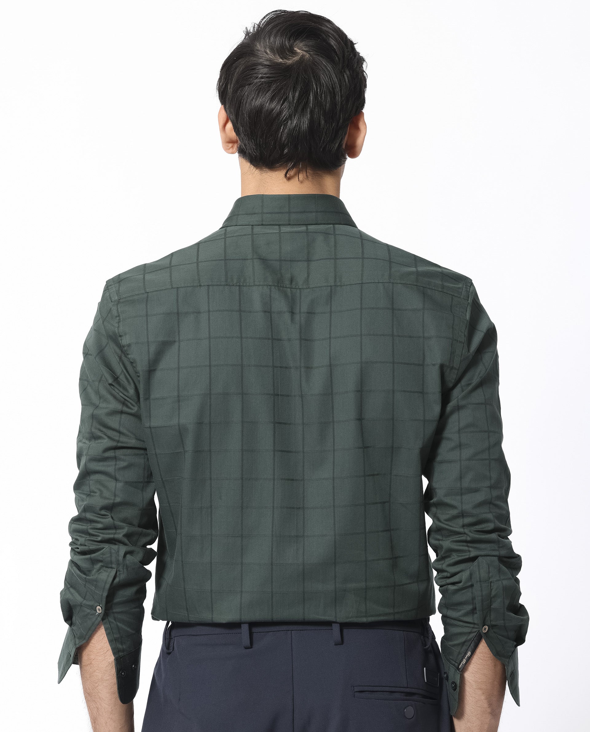 Rare Rabbit Men's Walan Green Cotton Fabric Full Sleeves Checks Shirt