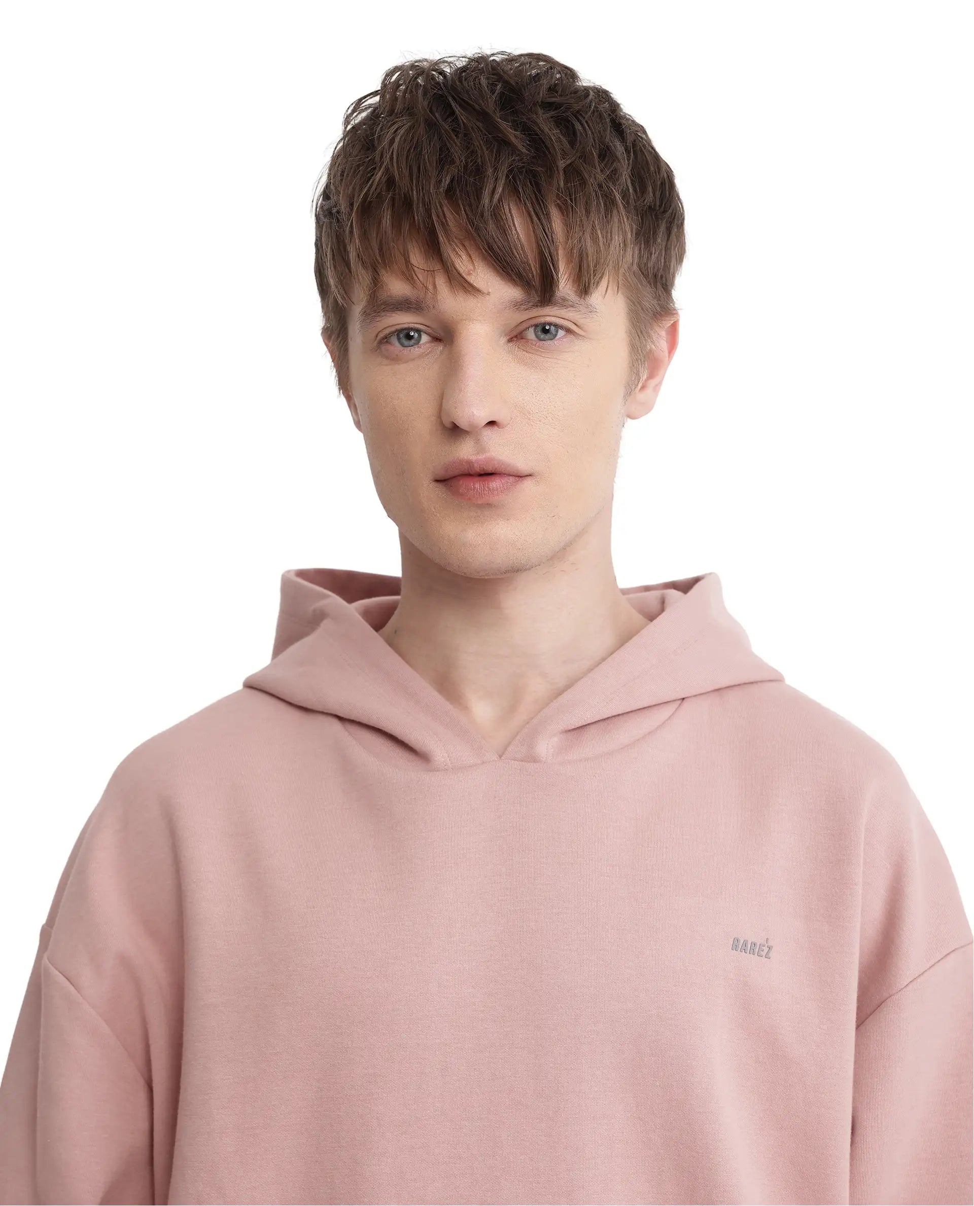 Rare Rabbit Men Wale Dusky Pink Full Sleeve Boxy Fit Printed Sweatshirt