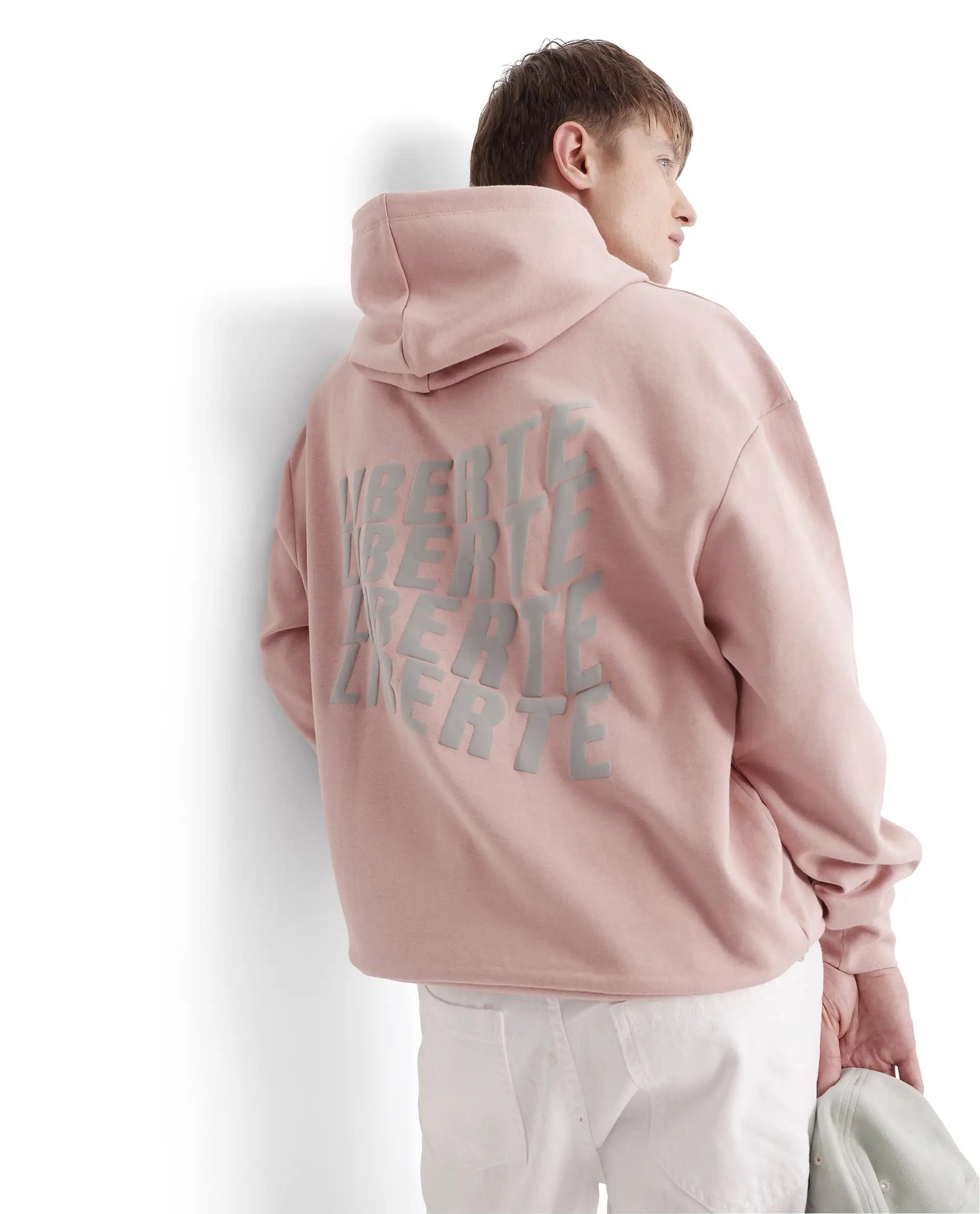 Rare Rabbit Men Wale Dusky Pink Full Sleeve Boxy Fit Printed Sweatshirt