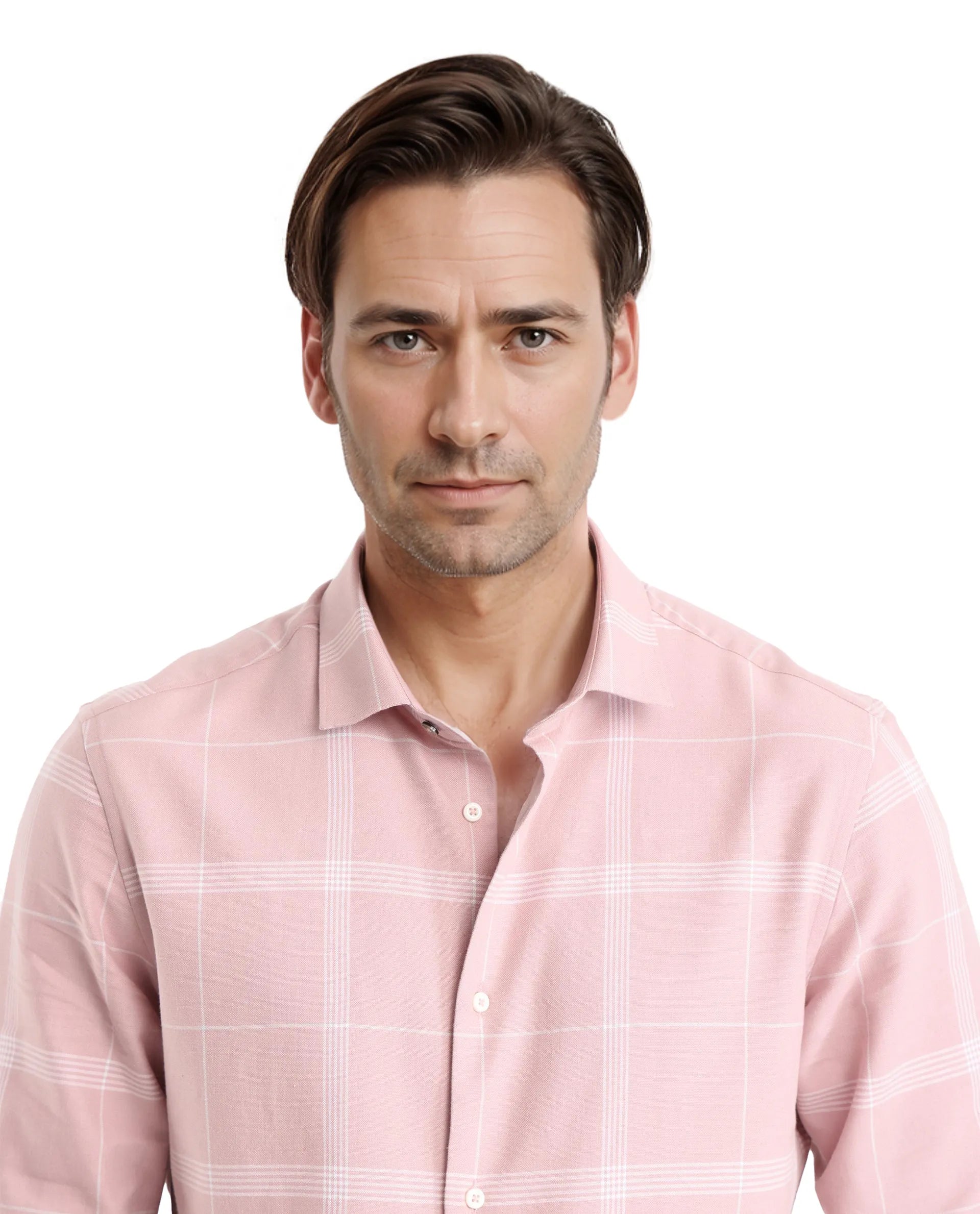 Rare Rabbit Men's Wando Dusky Pink Cotton Fabric Full Sleeve Regular Fit Checks Shirt