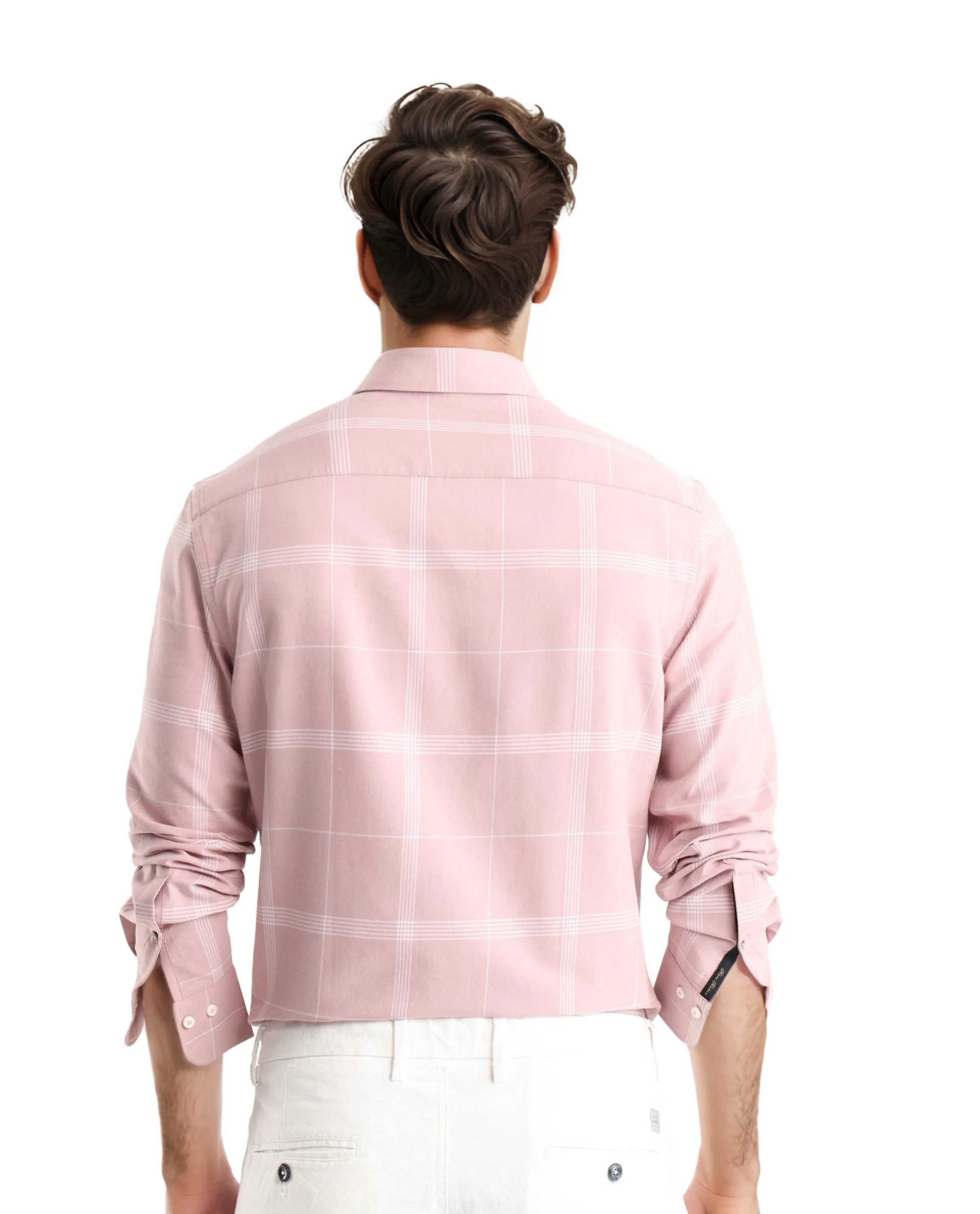 Rare Rabbit Men's Wando Dusky Pink Cotton Fabric Full Sleeve Regular Fit Checks Shirt