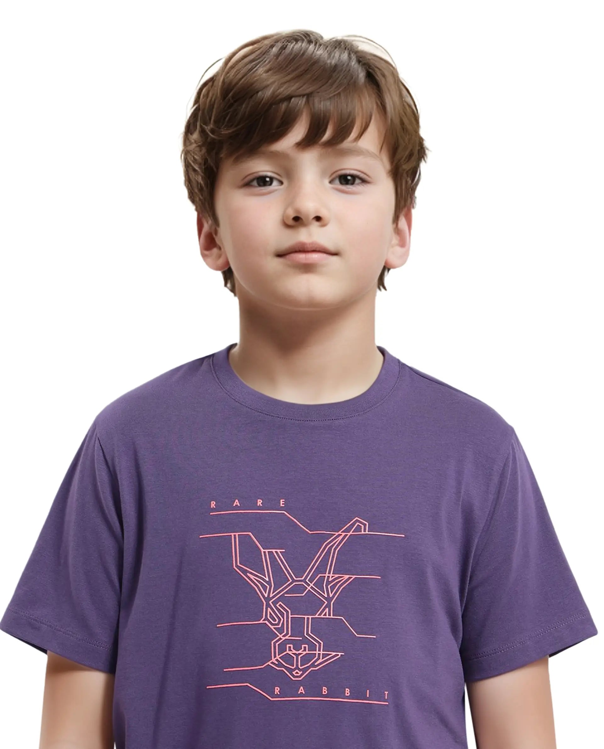 Rare Ones Kids Wes Dark Purple Cotton Half Sleeves Crew Neck Graphic Print Logo T-Shirt