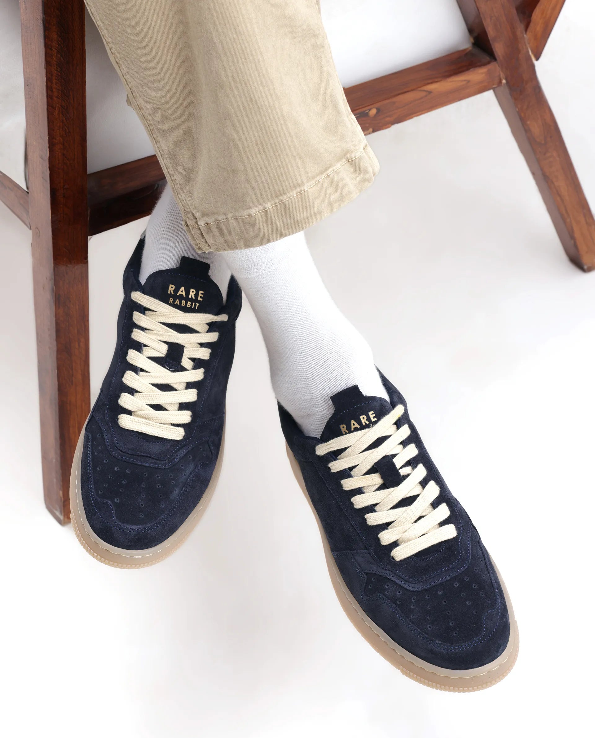 Rare Rabbit Men's Woolton Navy Derby Style Casual Smart Suede Sneakers Shoes
