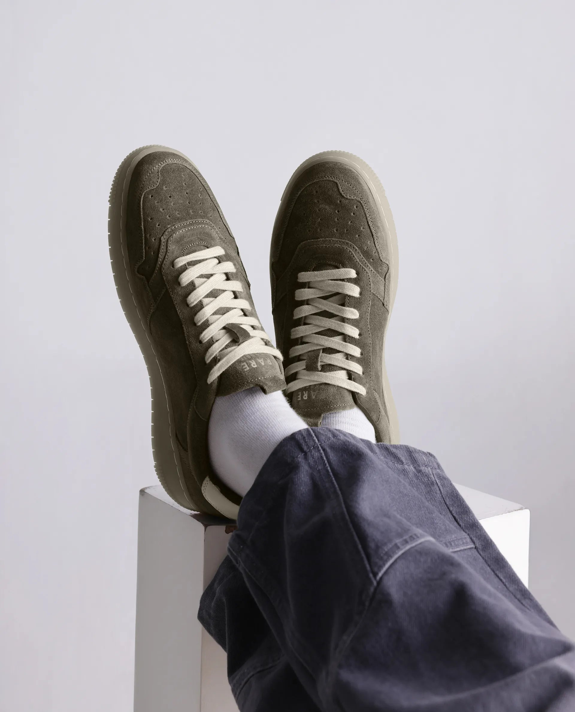 Rare Rabbit Men's Woolton-2 Olive Leather Lace-Up Closure Sneaker