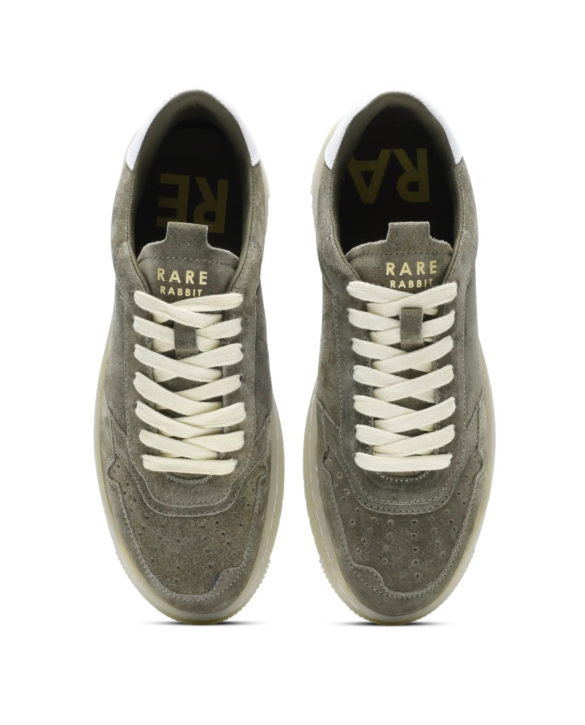 Rare Rabbit Men's Woolton-2 Olive Leather Lace-Up Closure Sneaker