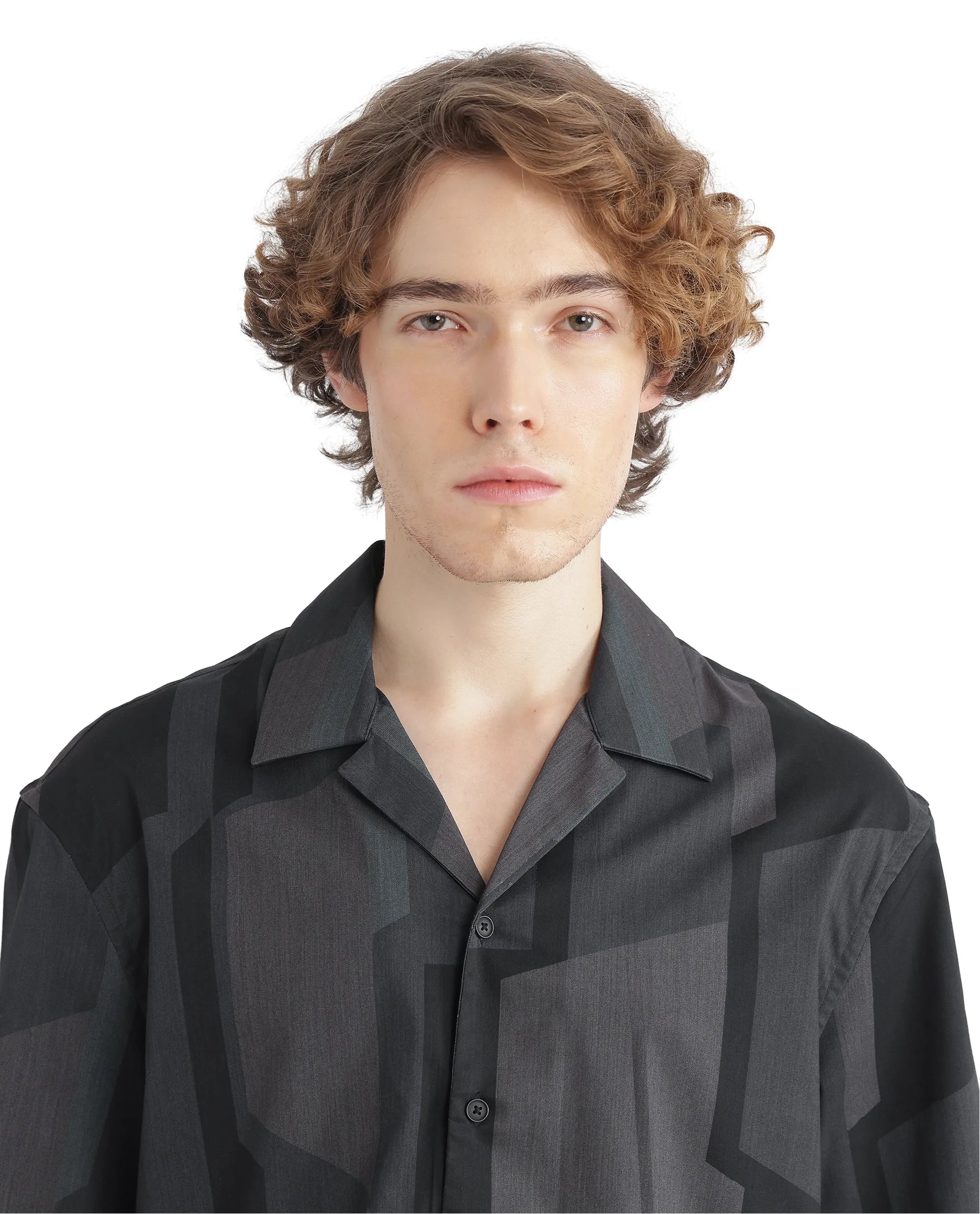 Rare Rabbit Men Wote Navy Cotton Fabric Half Sleeve Cuban Collared Boxy Fit Abstract Printed Shirt