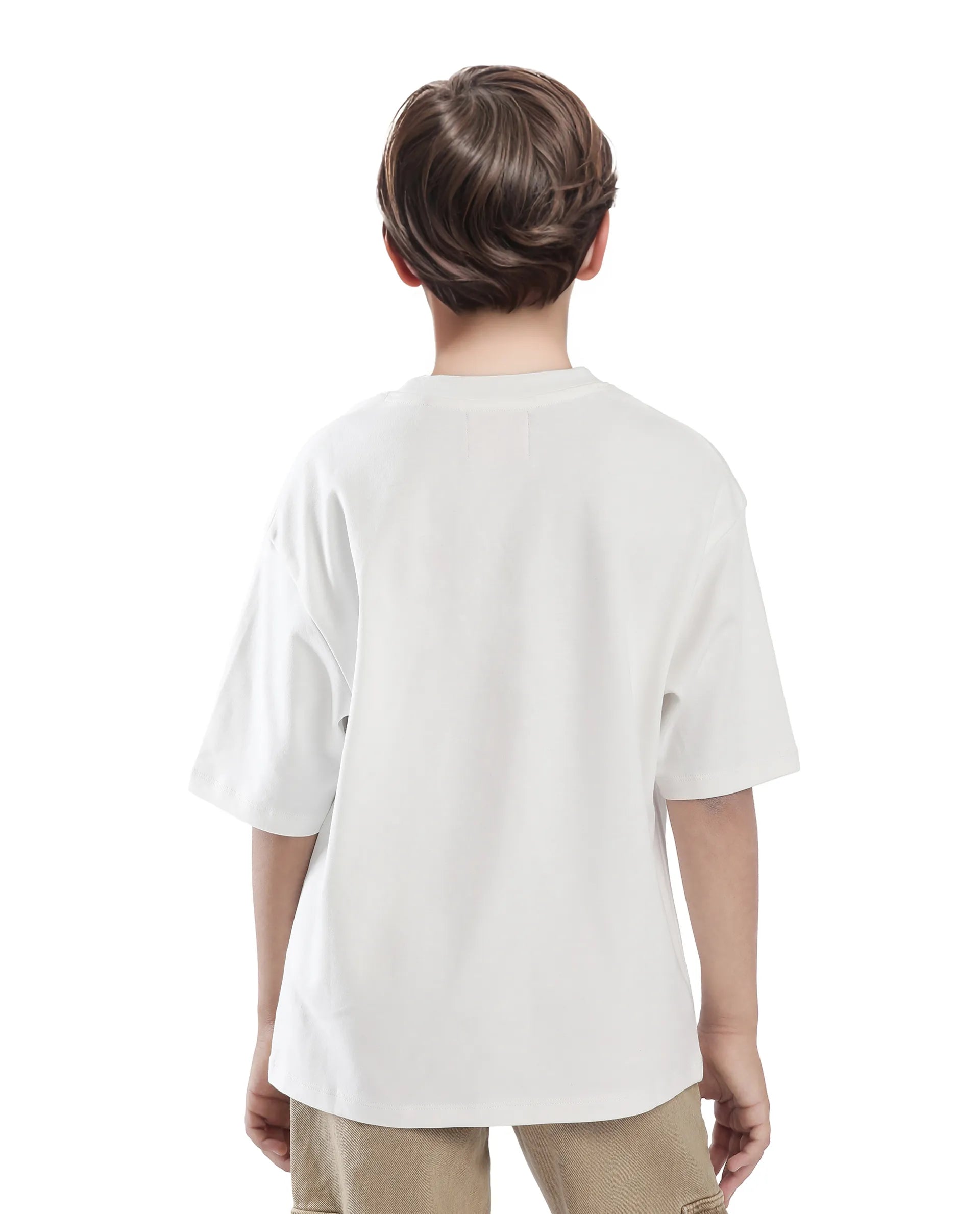 Rare Ones Kids Wuo Off White Cotton Half Sleeve Solid Slip-On Closure Regular Fit T-Shirt