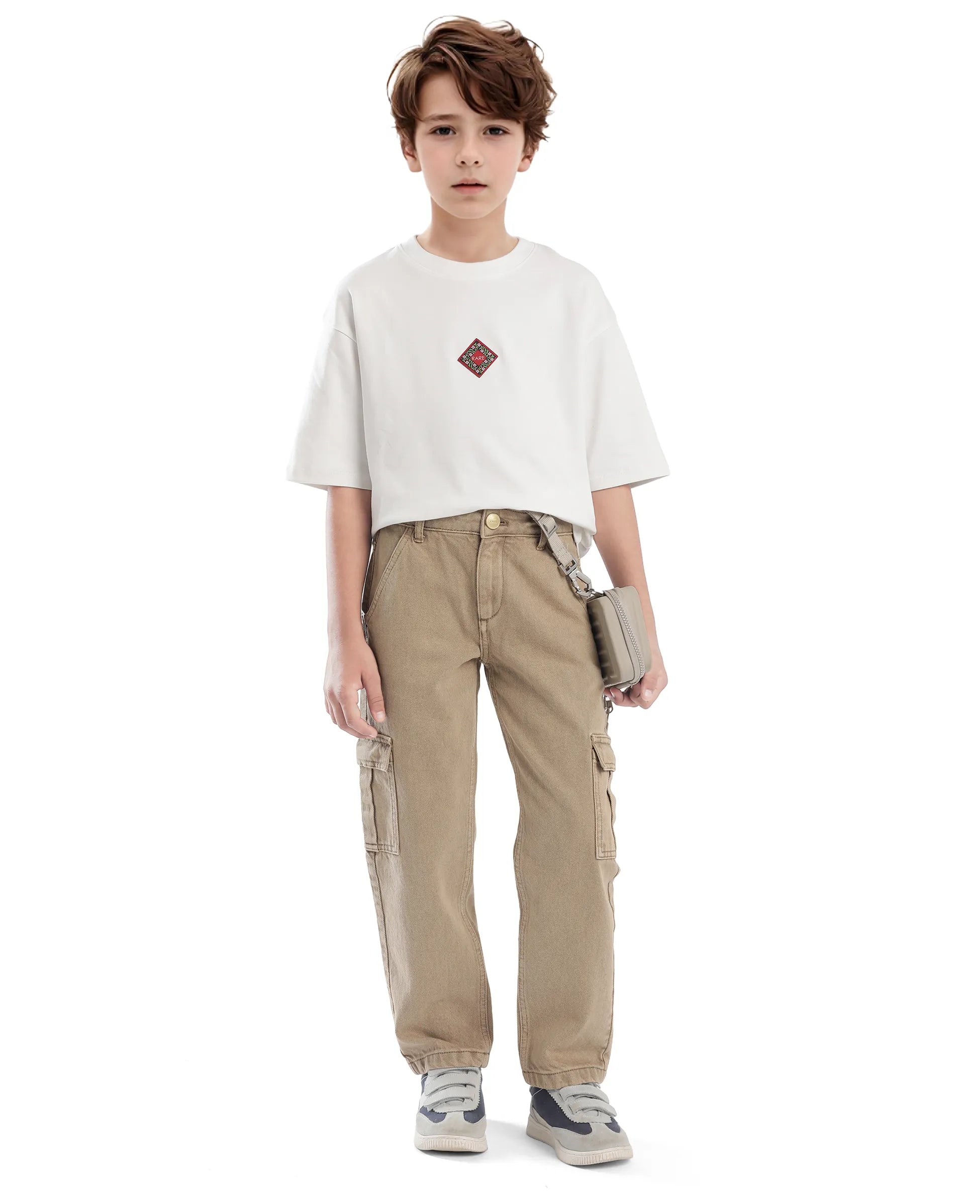 Rare Ones Kids Wuo Off White Cotton Half Sleeve Solid Slip-On Closure Regular Fit T-Shirt
