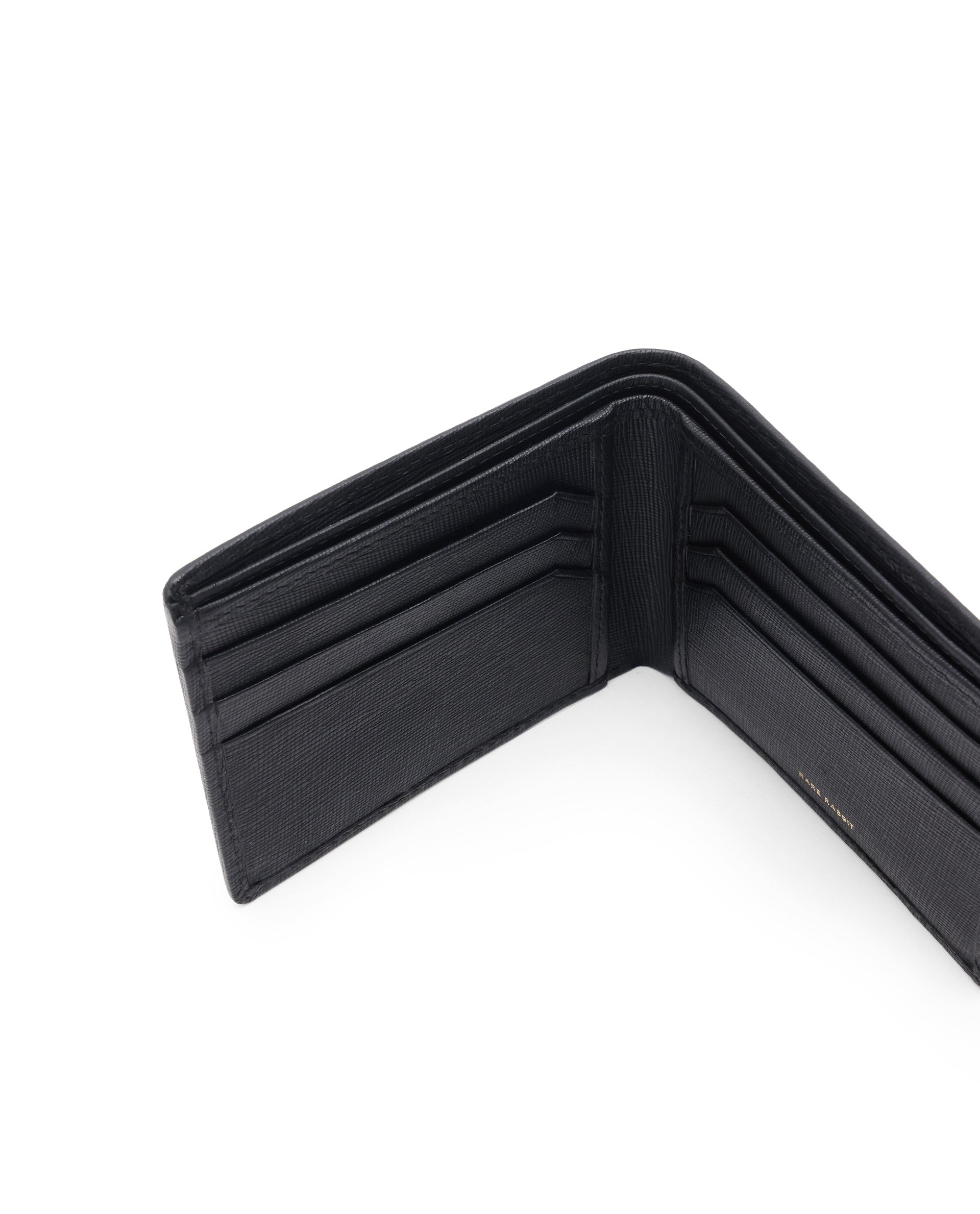 Rare Rabbit Men's Camp Black Bi Fold Slim RFID Embossed Wallet