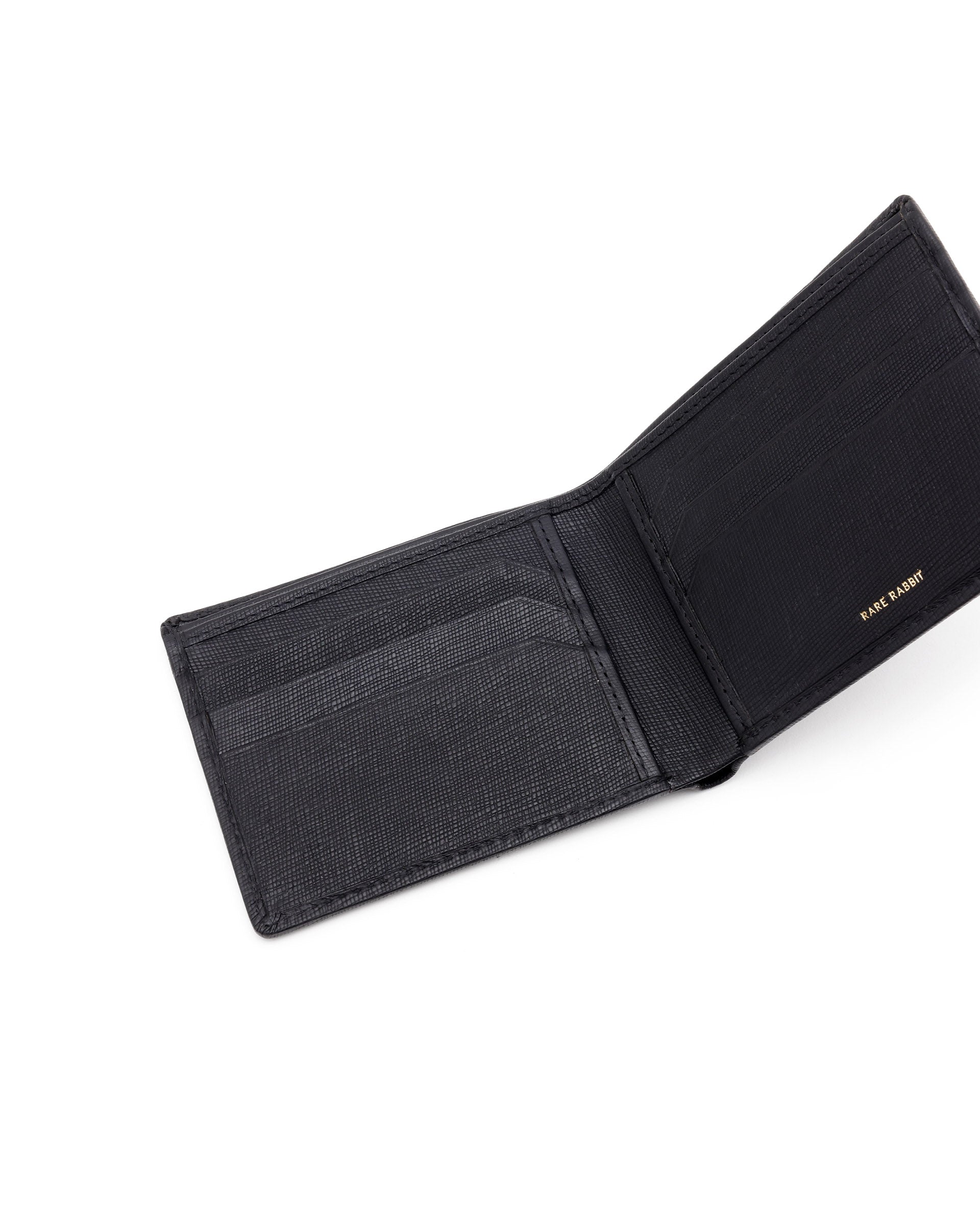 Rare Rabbit Men's Camp Black Bi Fold Slim RFID Embossed Wallet