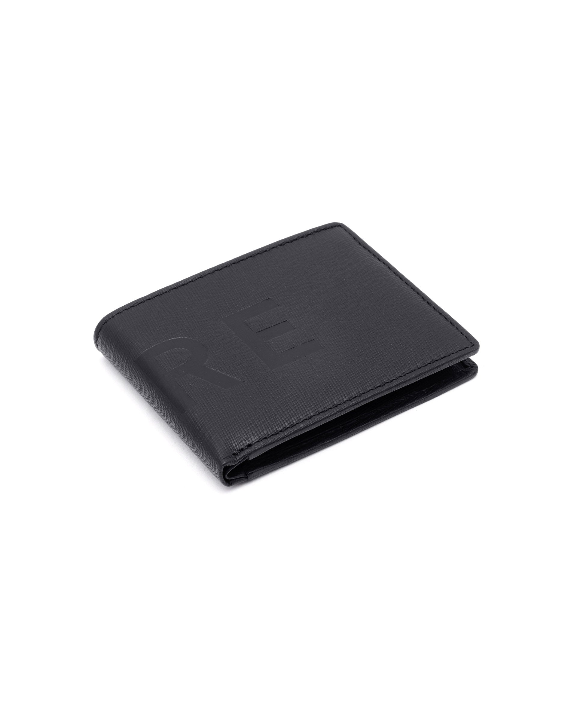 Rare Rabbit Men's Camp Black Bi Fold Slim RFID Embossed Wallet