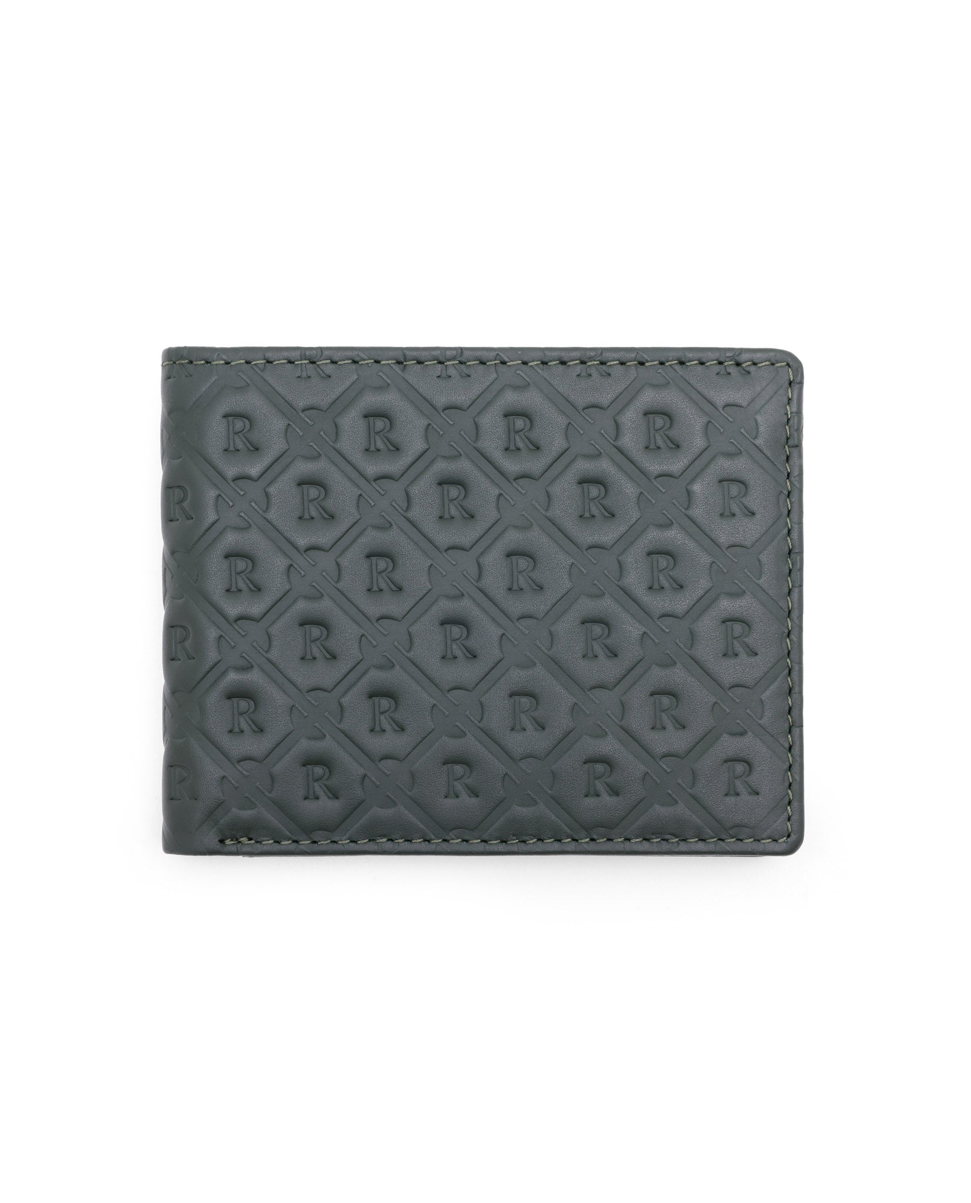 Rare Rabbit Men's Rhon Olive Slim Bi Fold RFID Embossed Monogram Wallet