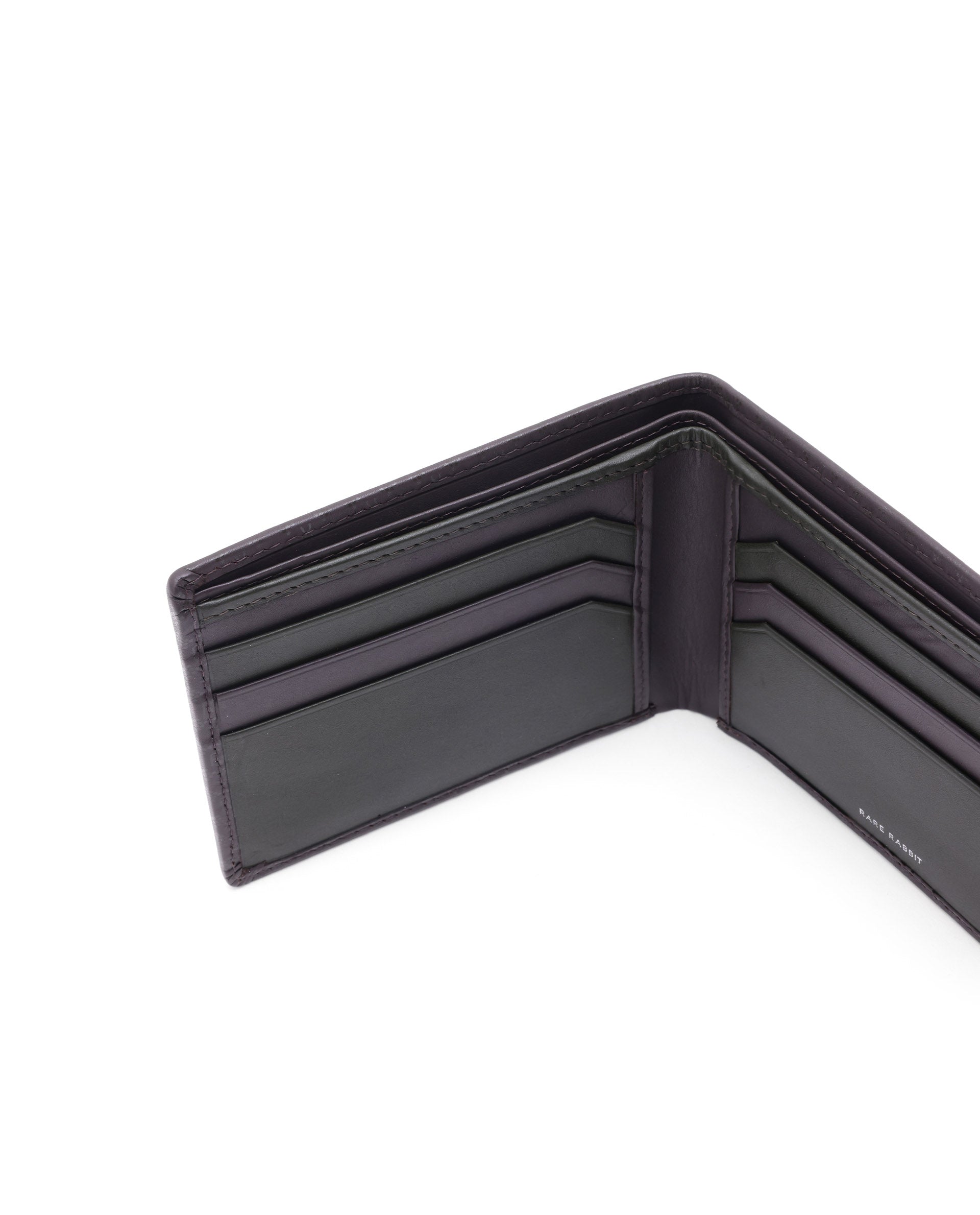 Rare Rabbit Men's Bamb Brown Bi-Fold Slim RFID Embossed Wallet