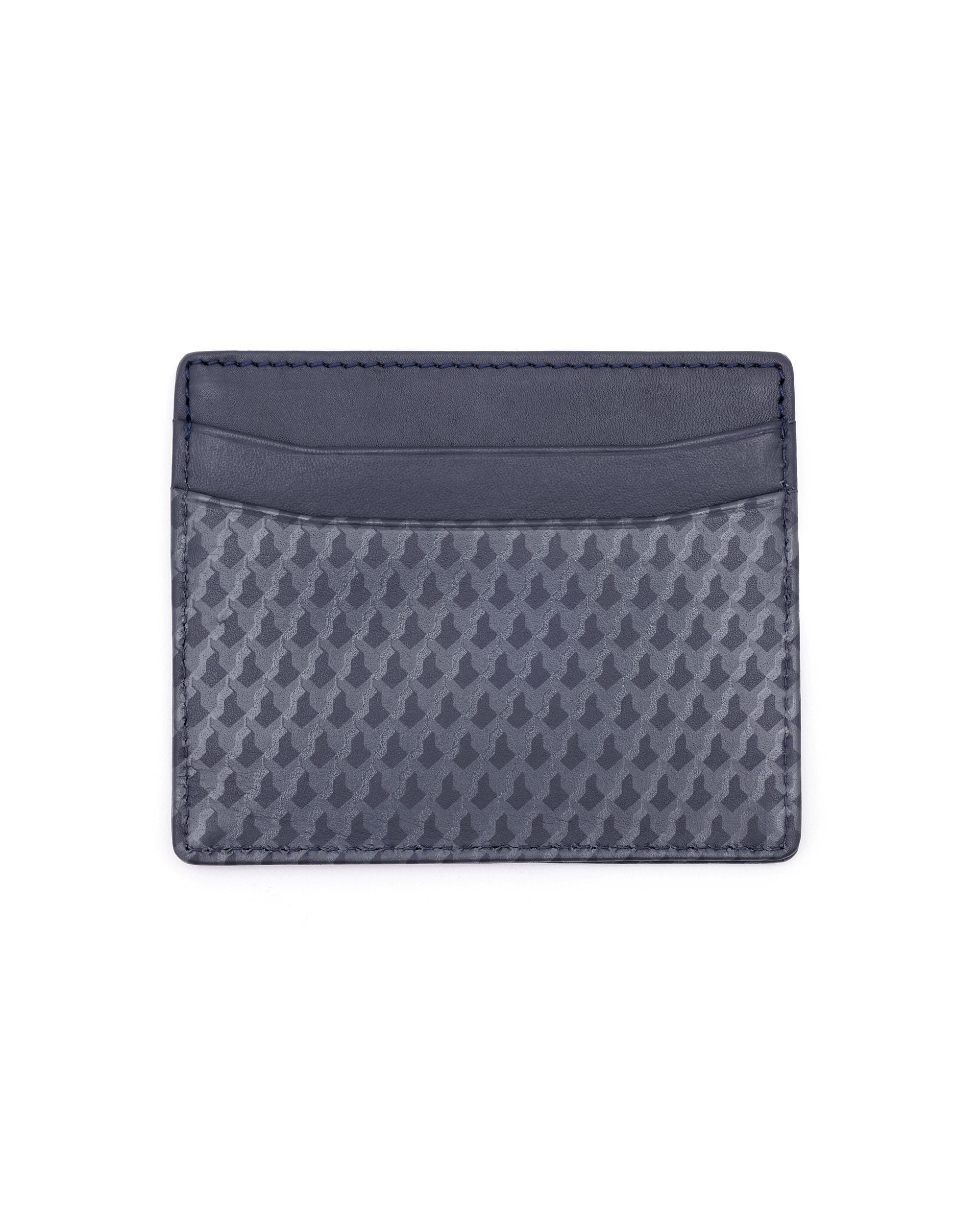 Rare Rabbit Mens Drac Blue Slim RFID Monogram Print Credit Card Holder