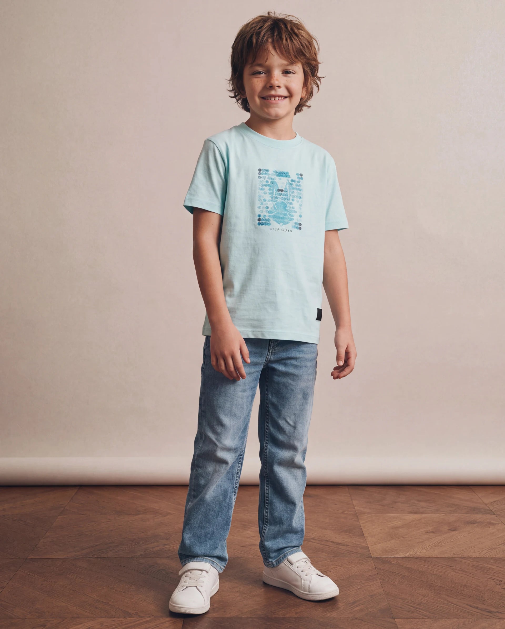 Rare Ones Kids Xavi-2 Light Blue Cotton Blend Fabric Zipper Closure Relaxed Fit Jeans