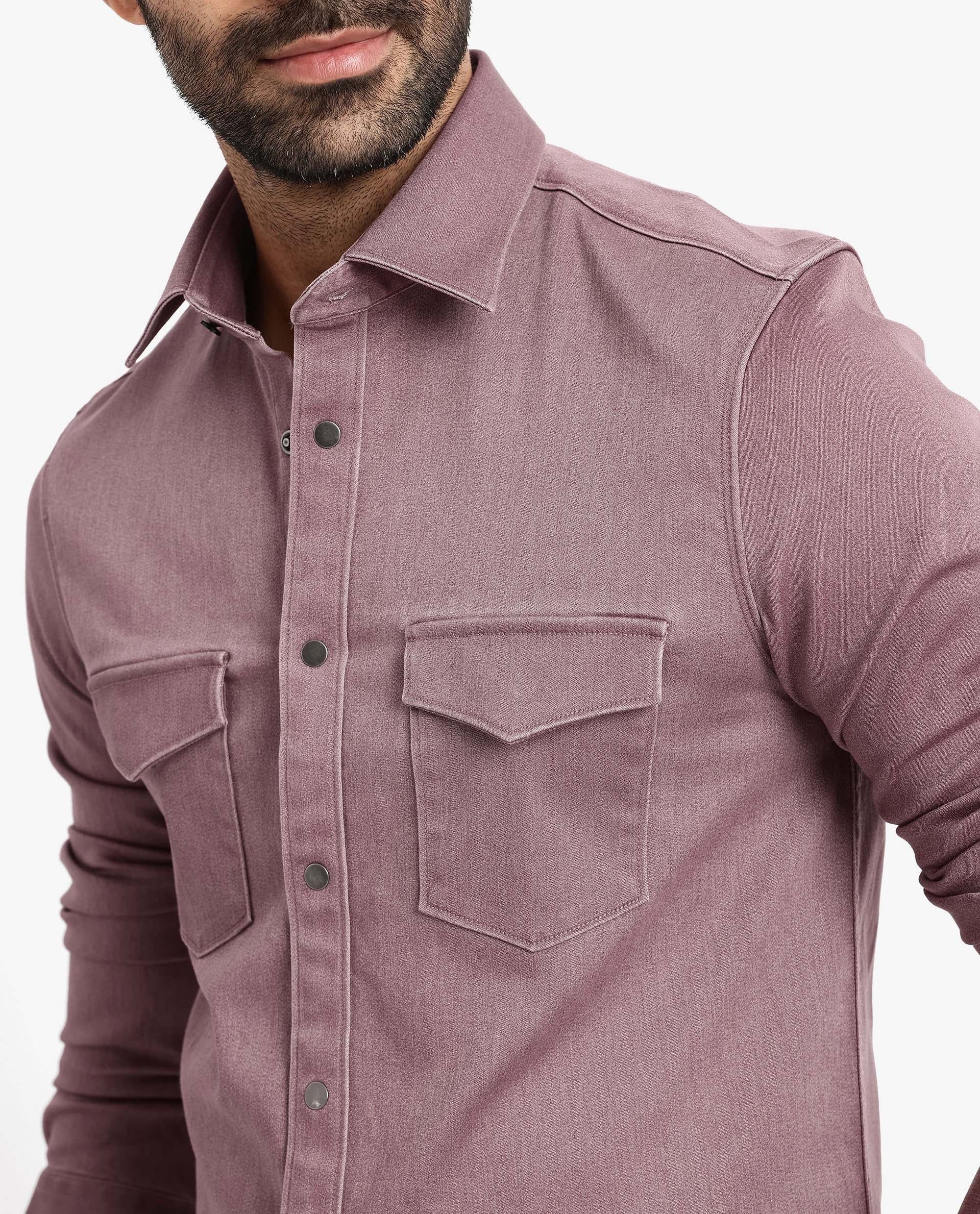 Rare Rabbit Men Xenor Dusky Pink Full Sleeve Regular Fit Two Front Pocket Button Closure Twill Shirt